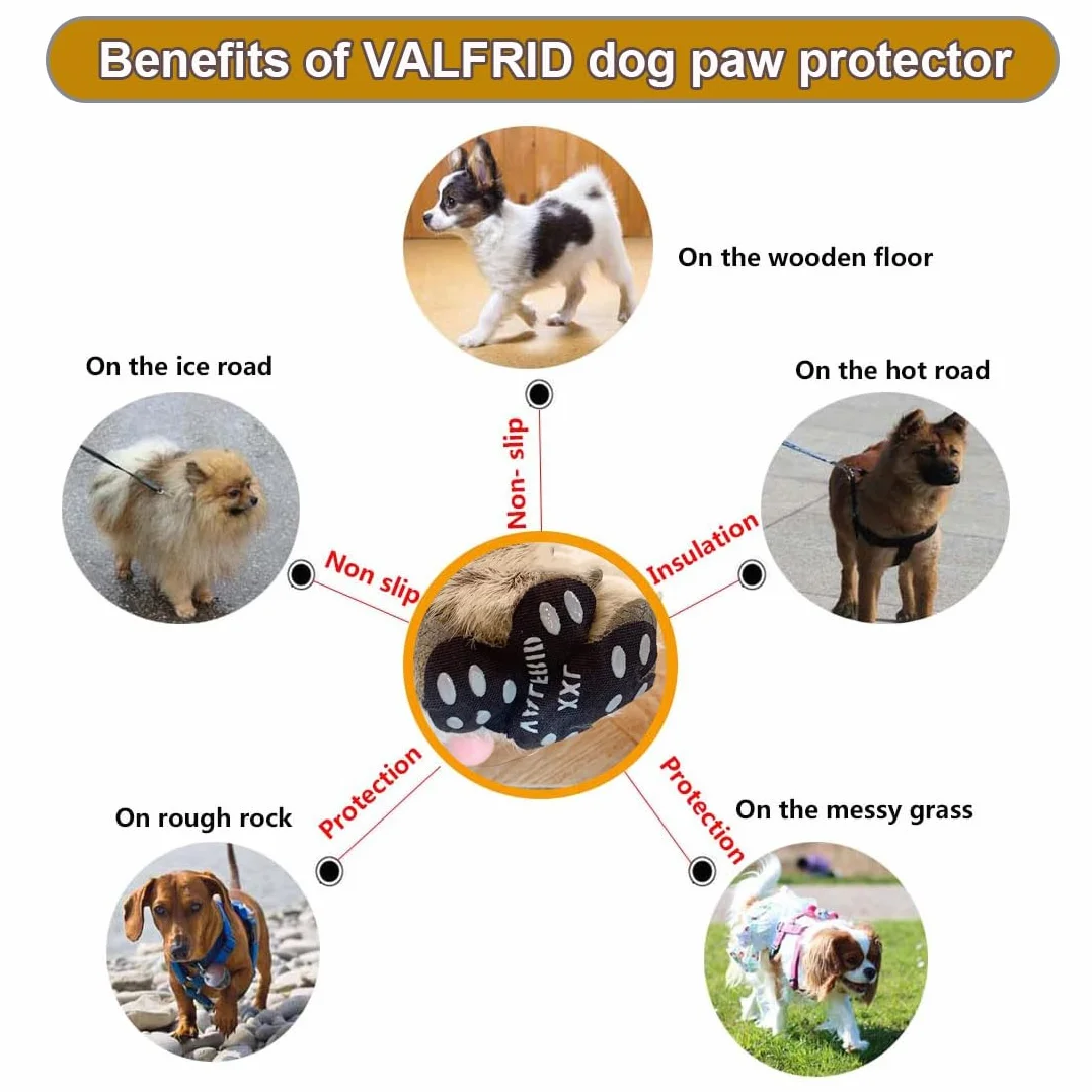 VALFRID Protecteur de Patte de Chien Anti-dérapant 40 pièces Auto-adhésif Chaussures Bottillons XXXL