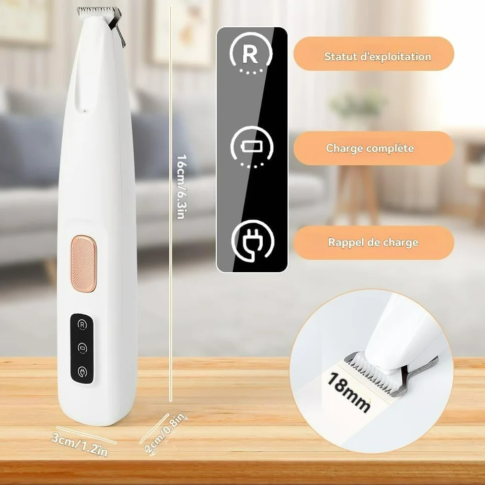 Patounet Tondeuse de Précision pour Chat, Silencieuse avec Lumières LED, Étanche IPX4
