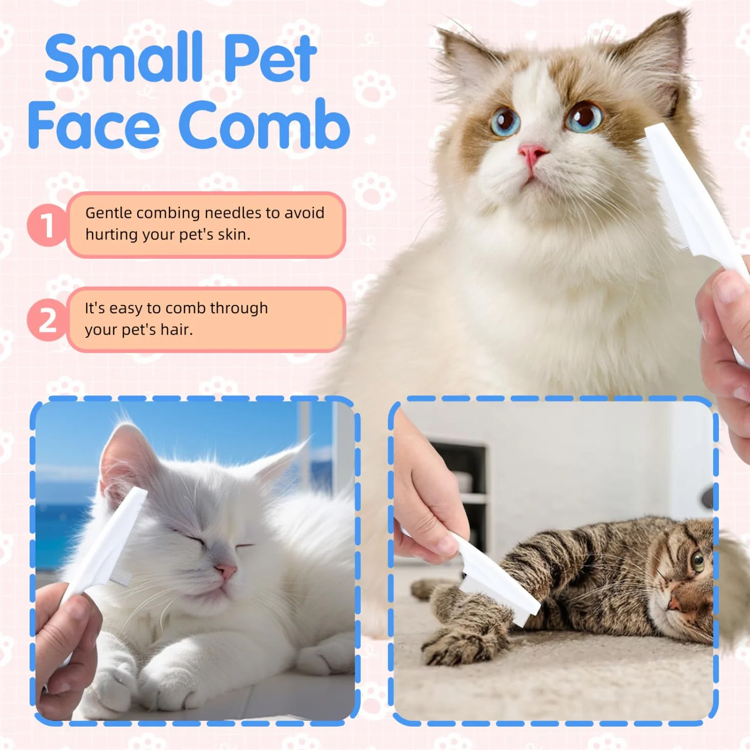 Nobleza Kit de Toilettage pour Petits Animaux 6 Pièces Brosse à Raclette Gant de Bain Peigne Hamster Bleu