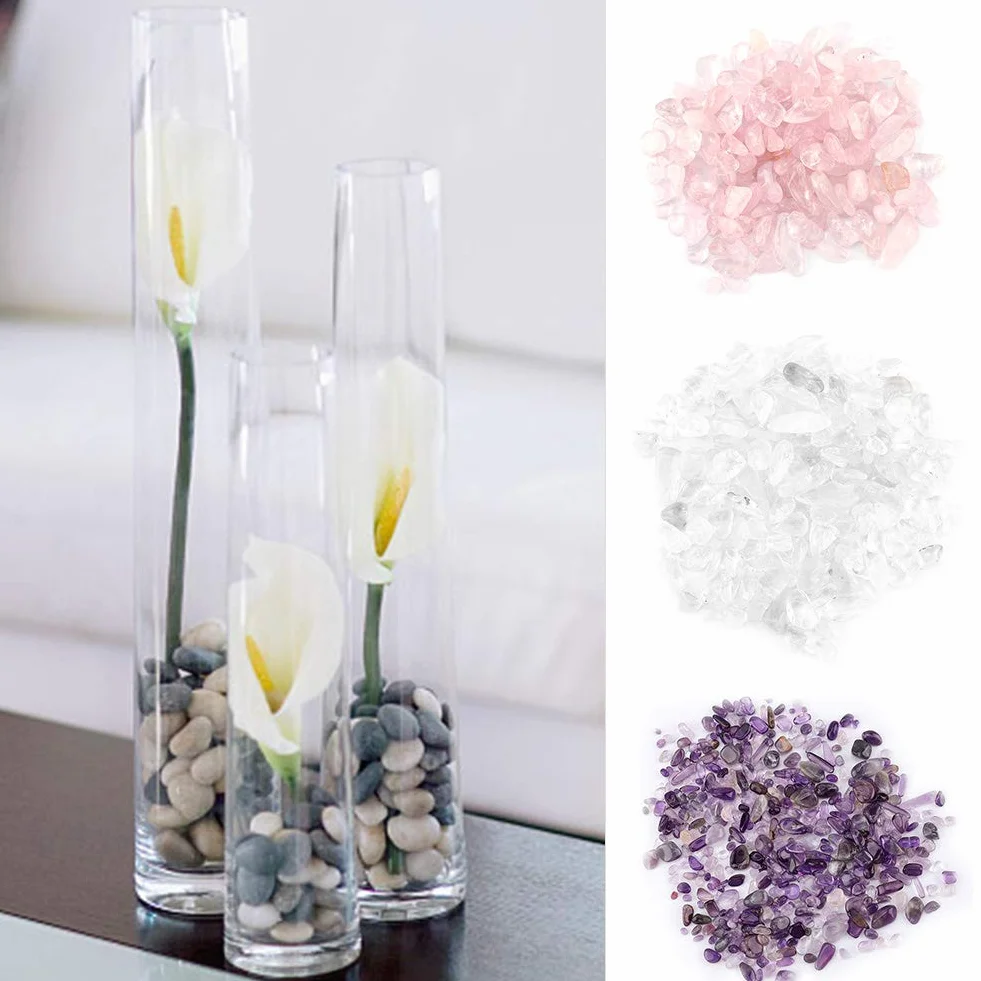 Pièces de Quartz en Cristal Naturel pour Aquarium, Pot de Fleurs, Décoration Bouddha (Blanc)