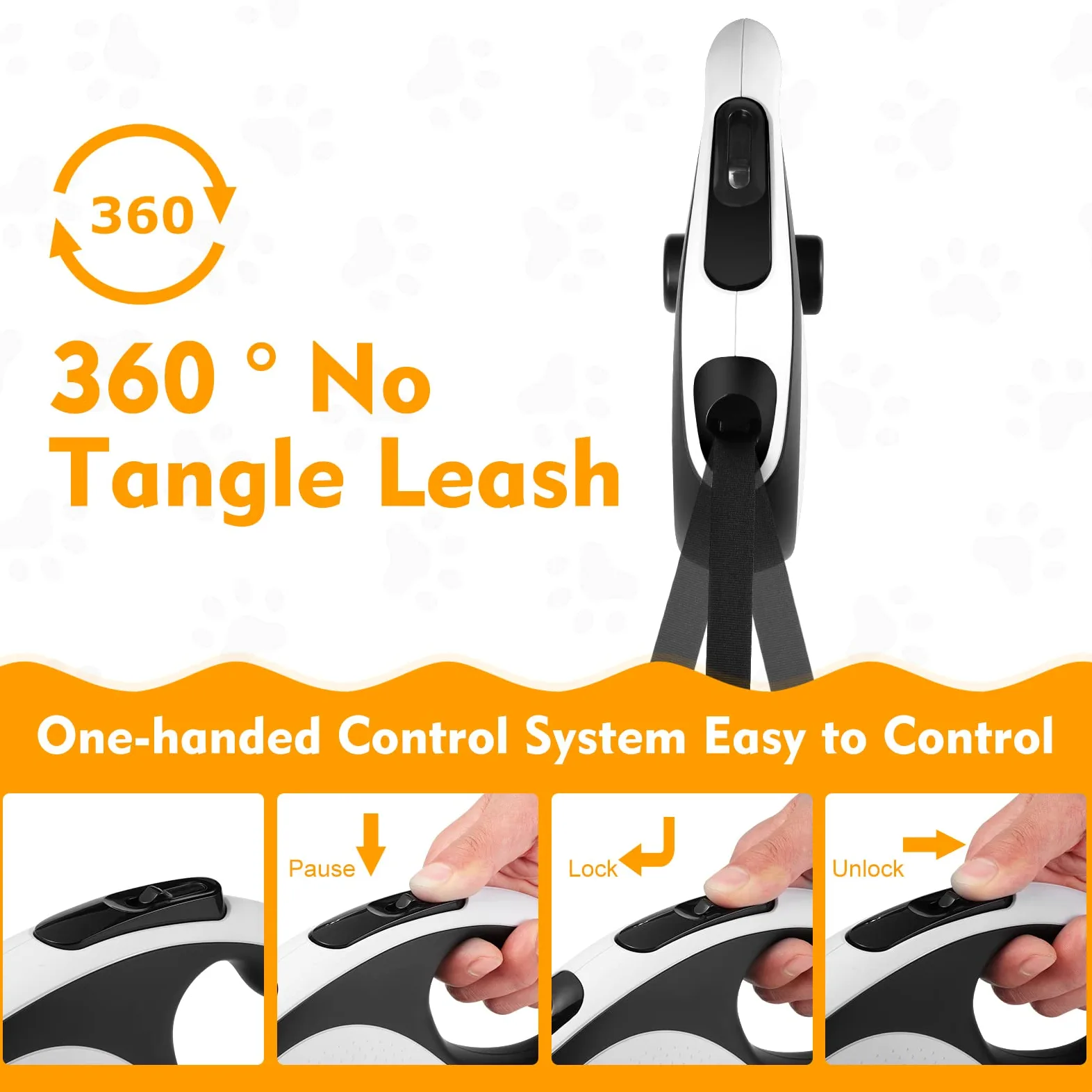 Laisse rétractable pour Chien avec câble Anti-Mastication, très résistante, 8,9 m pour Chiens de Petite, Moyenne et Grande Taille pesant jusqu'à 50 kg, sans enchevêtrement, Frein à Une Main,