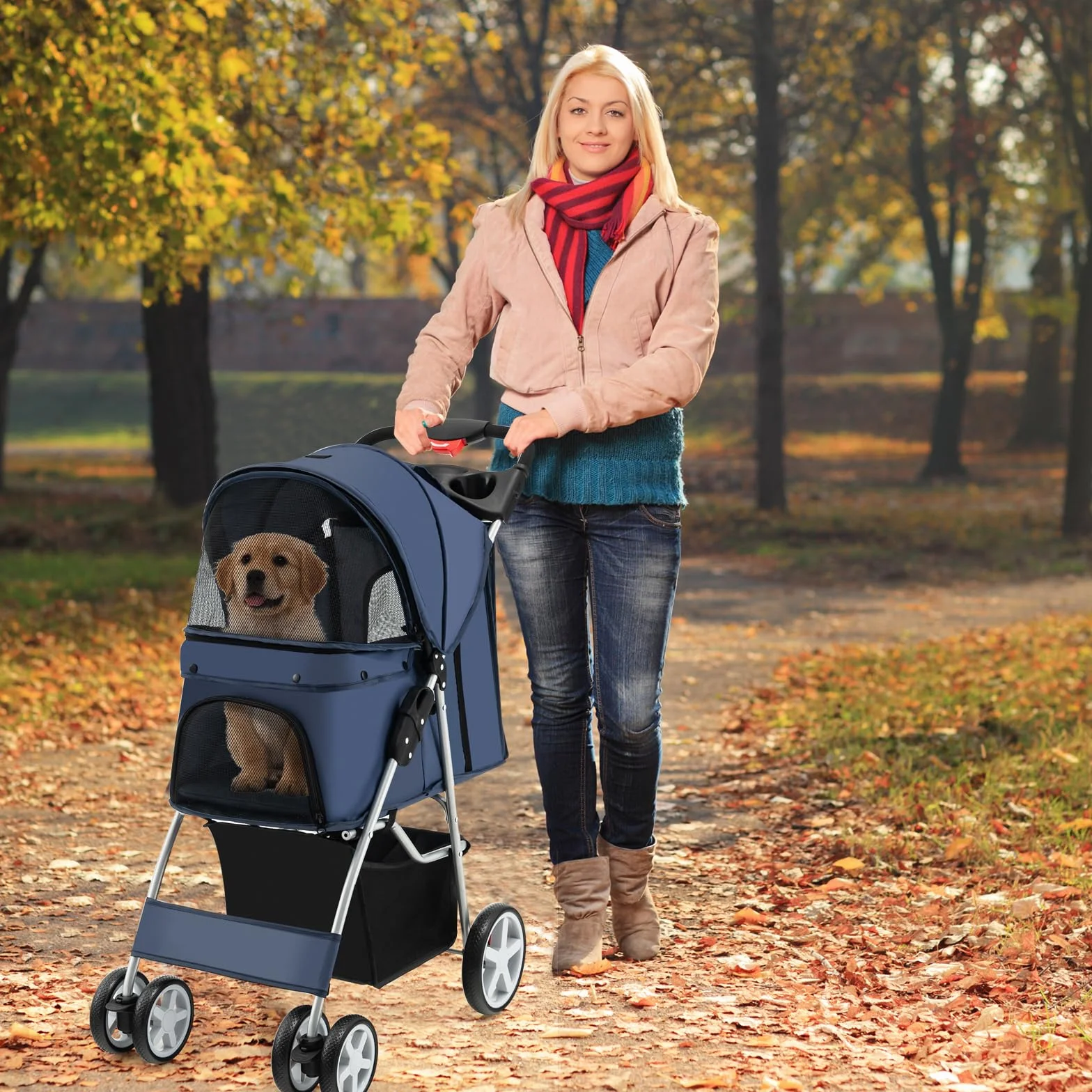 SOARS Poussette Chien Pliable 15 kg 87 x 46 x 102 cm Bleu Foncé