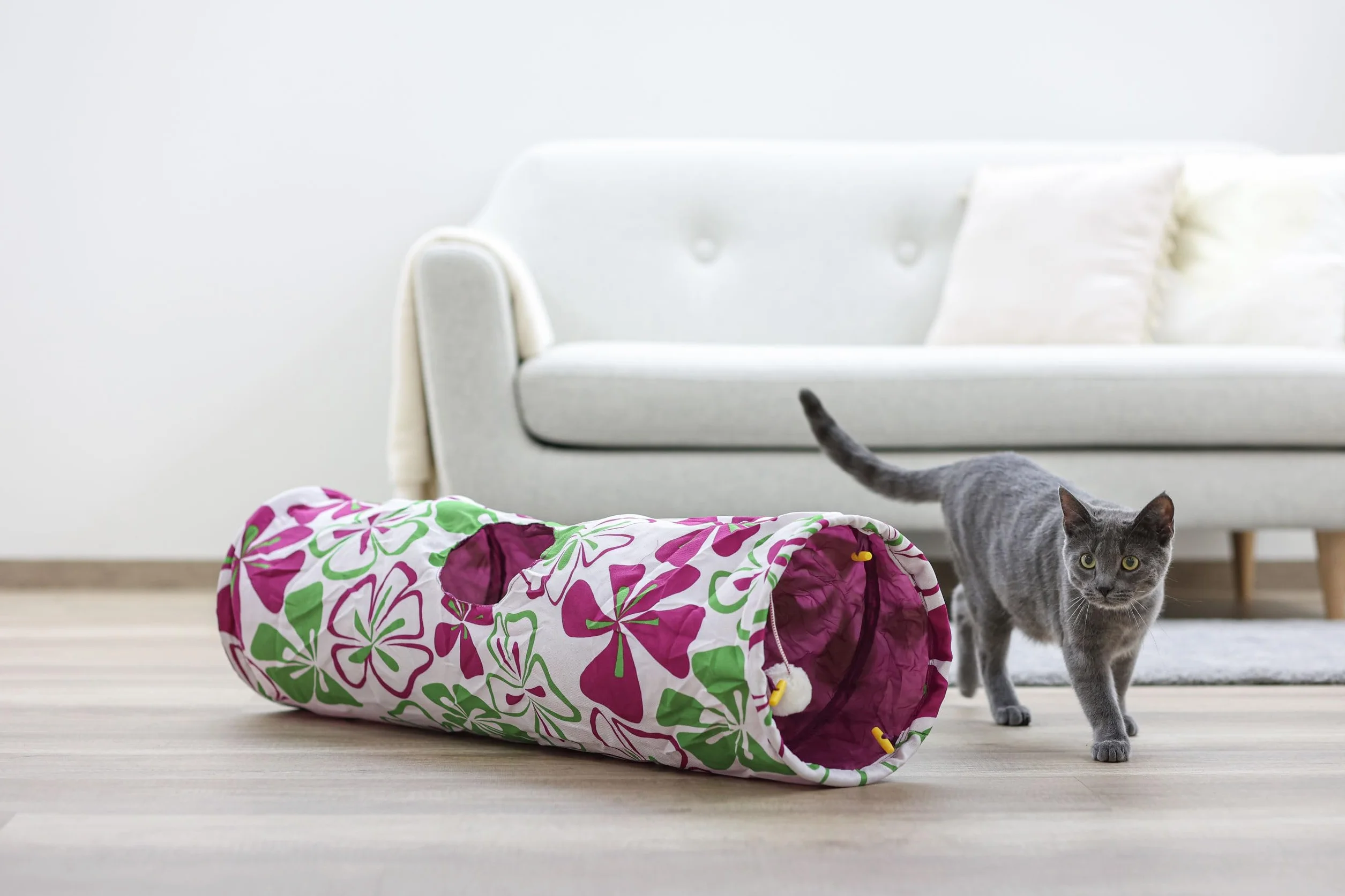 Kerbl Pet Tunnel pour Chat Flower Multicolor, 90cm, Ø25cm