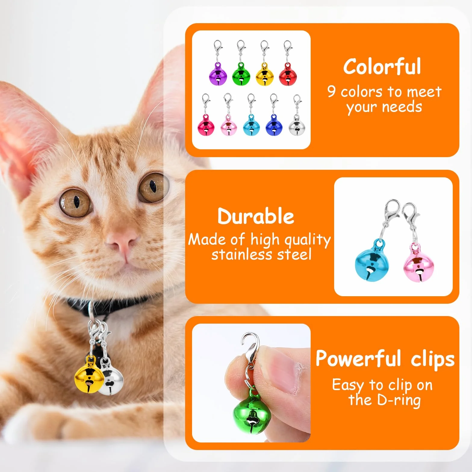 Lot de 36 clochettes pour collier de chat et chien, clochettes puissantes avec son fort et net