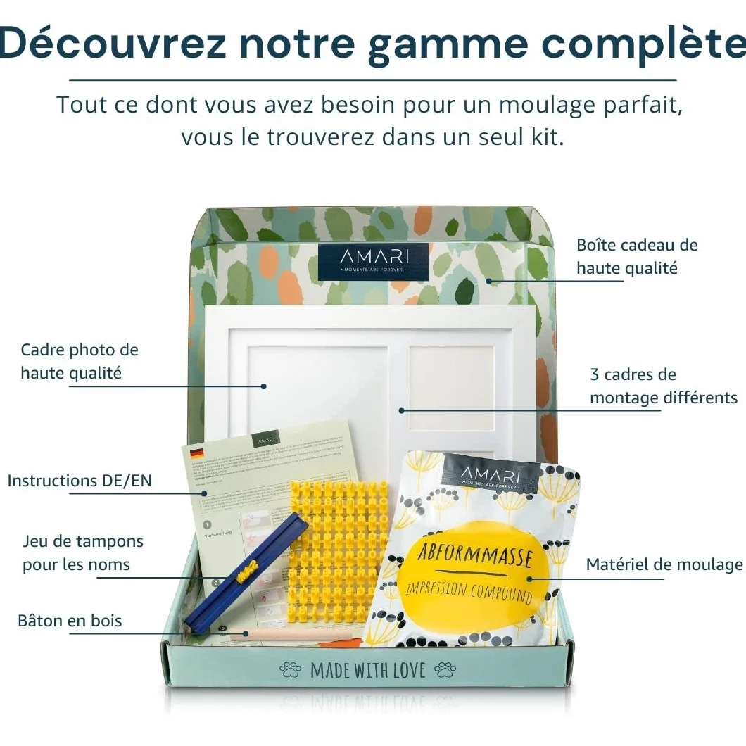 Cadre Photo en plâtre Animal de Compagnie avec Lettres et Chiffres – Empreinte Chien et Chat kit