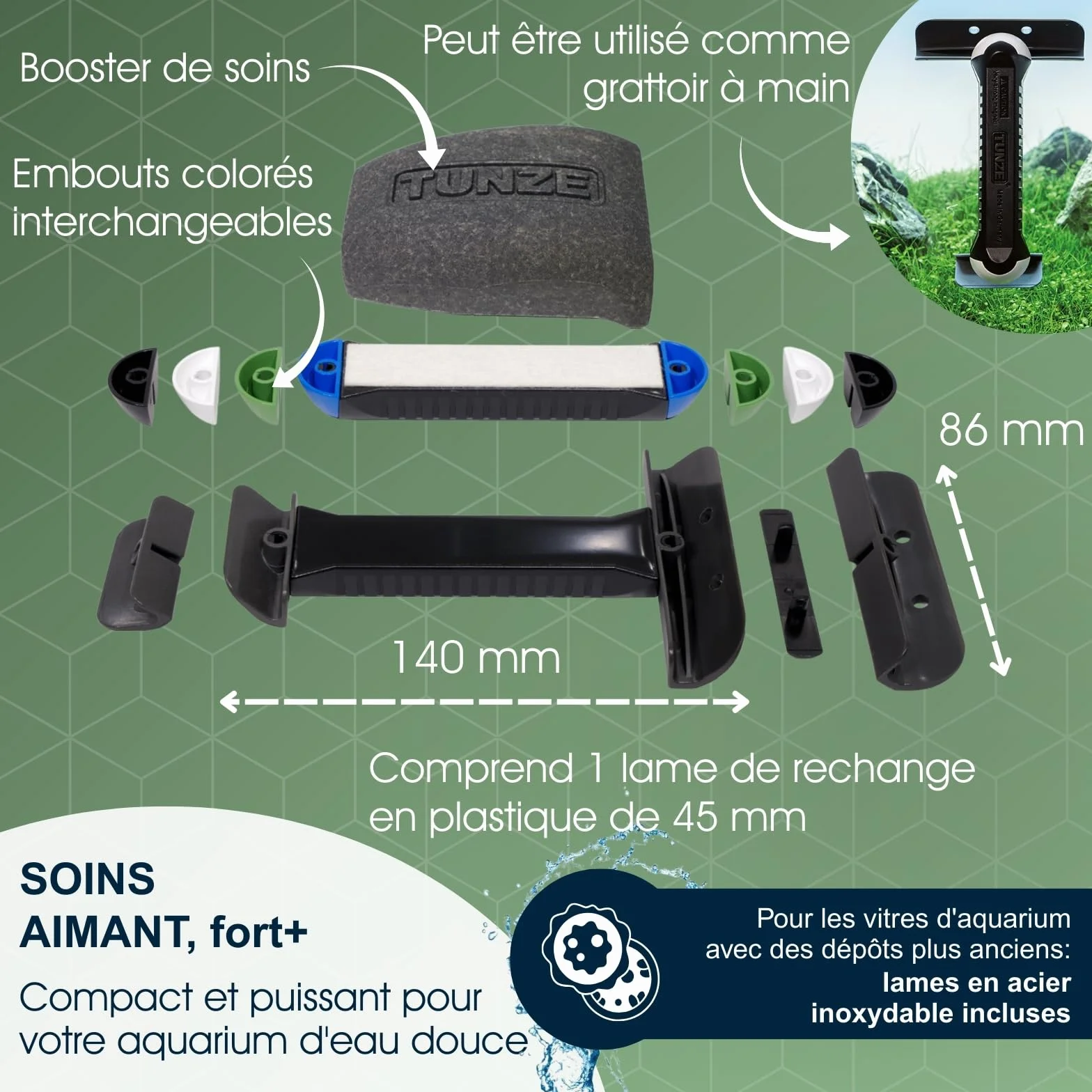 Tunze Care Magnet Strong+ Aquarienreiniger 20-25 mm Glasstärke Scheibenreiniger Edelstahlklinge Algenmagnet