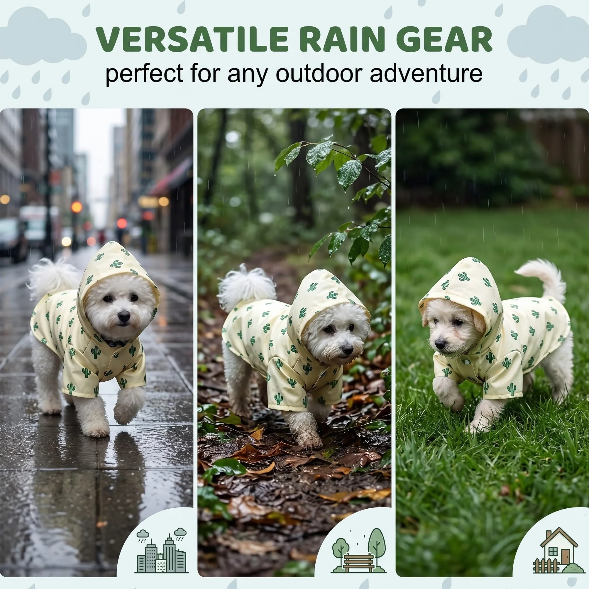 manteaux imperméables pour chiens, manteau pluie chien avec capuche, imperméables pour chiots avec trou pour laisse,veste de pluie pour animaux de compagnie,poncho pour petits chiens 4-7kg, XL
