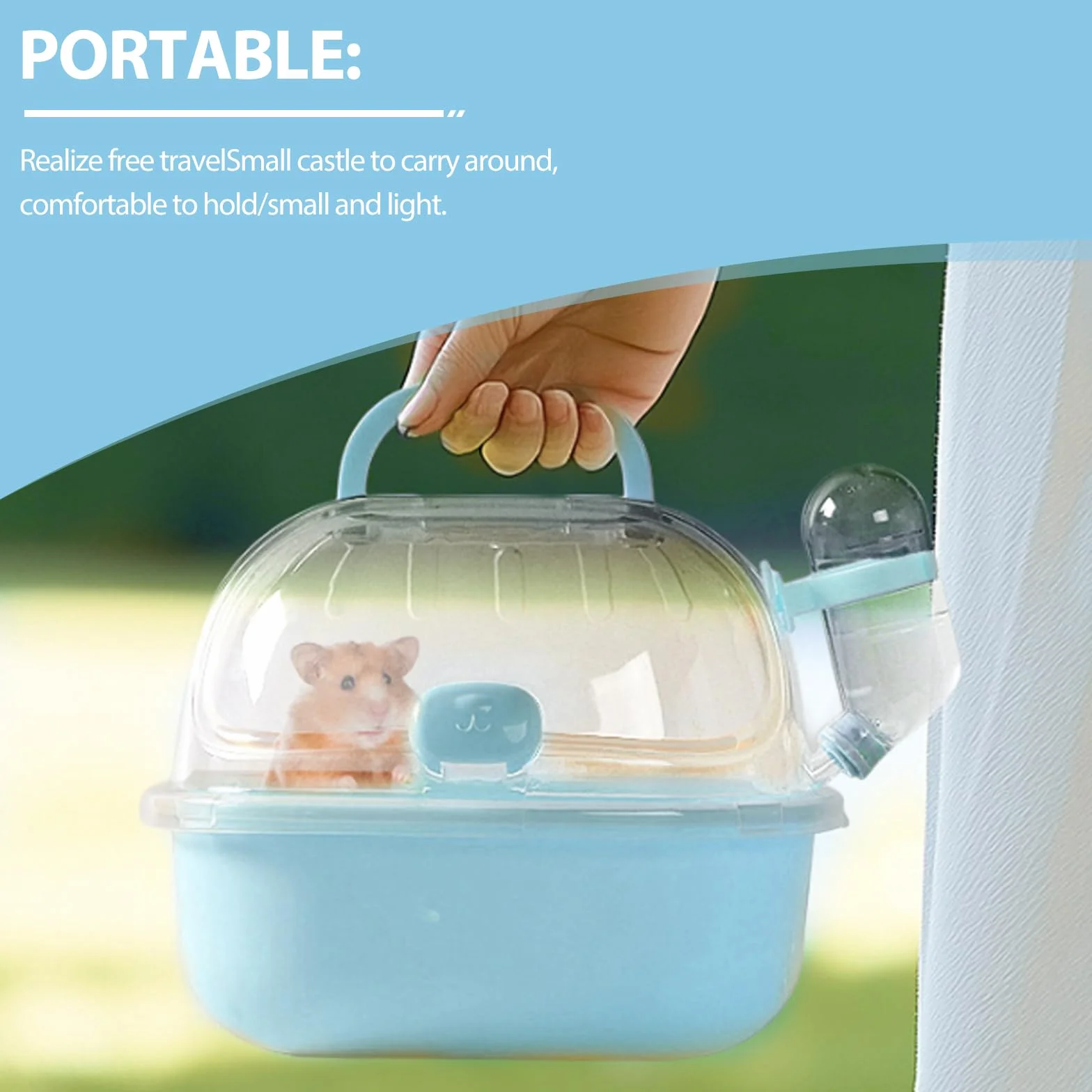 Transportbox Hamster avec bouteille d'eau 20x18x19 cm portable cage de transport pour petits animaux