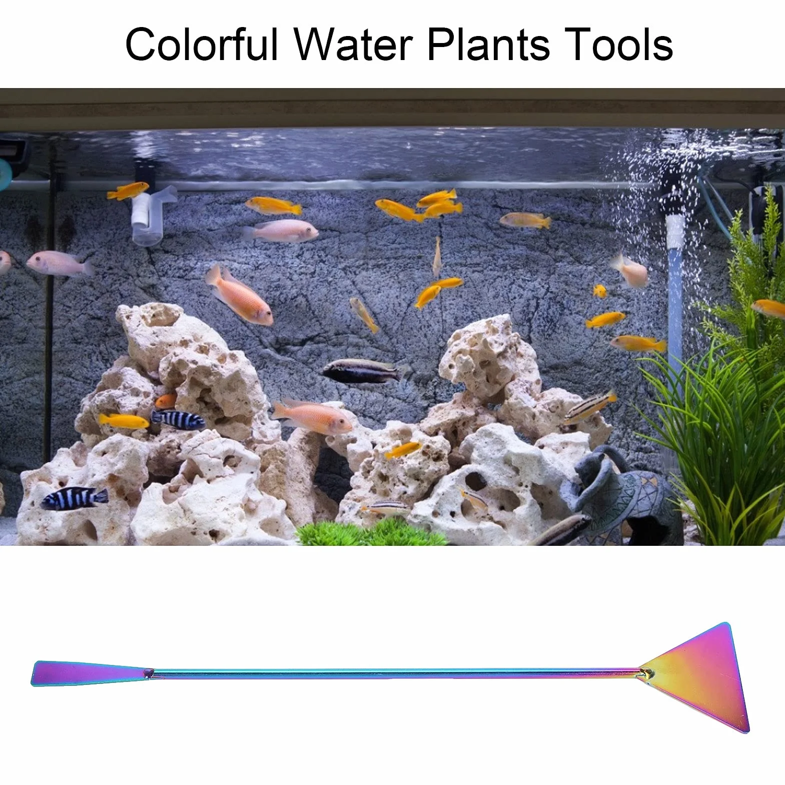 Spatule à Sable Longue 32 cm pour Aquarium, Outil de Nivellement du Substrat