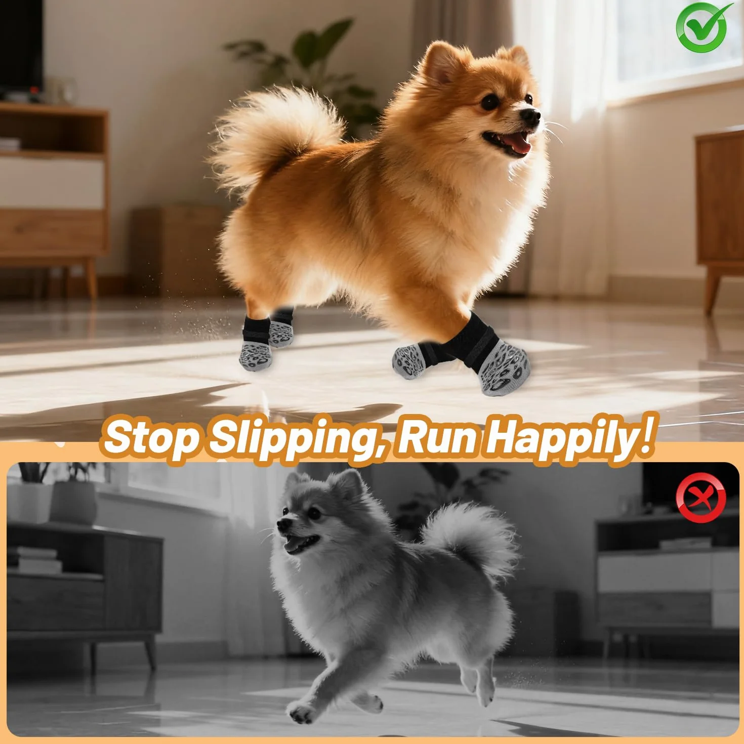 Chaussettes antidérapantes pour Chiens Protection des Pattes Grip supplémentaire Lécher Glisser Motif Léopard Taille L