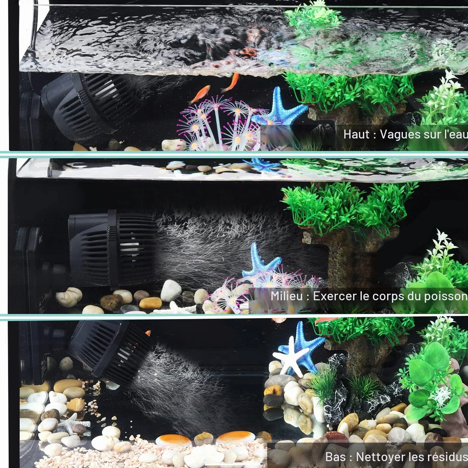 hygger 7875 LPH Pompe de Brassage Aquarium 360° Rotative 12W Wavemaker