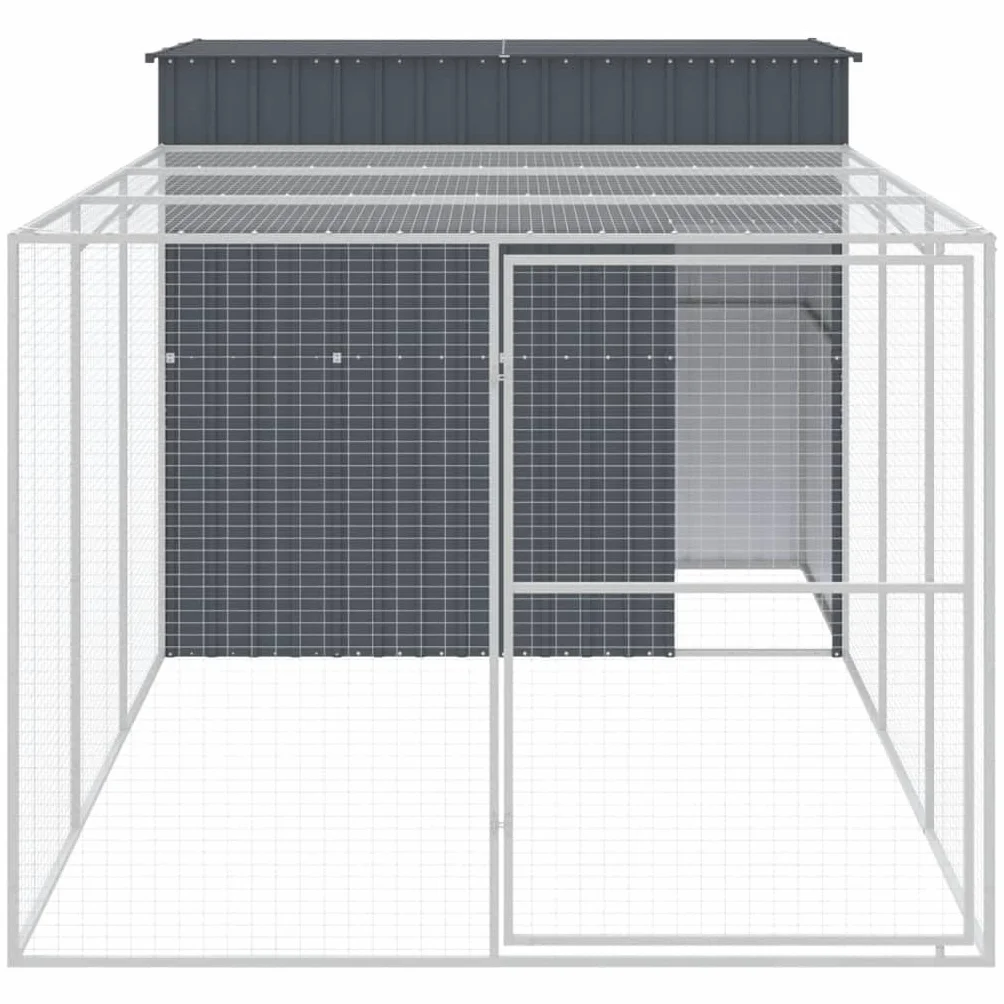 Chenil d'extérieur pour Chien, Enclos Cage Métal avec Cour 214x457x181 cm Anthracite
