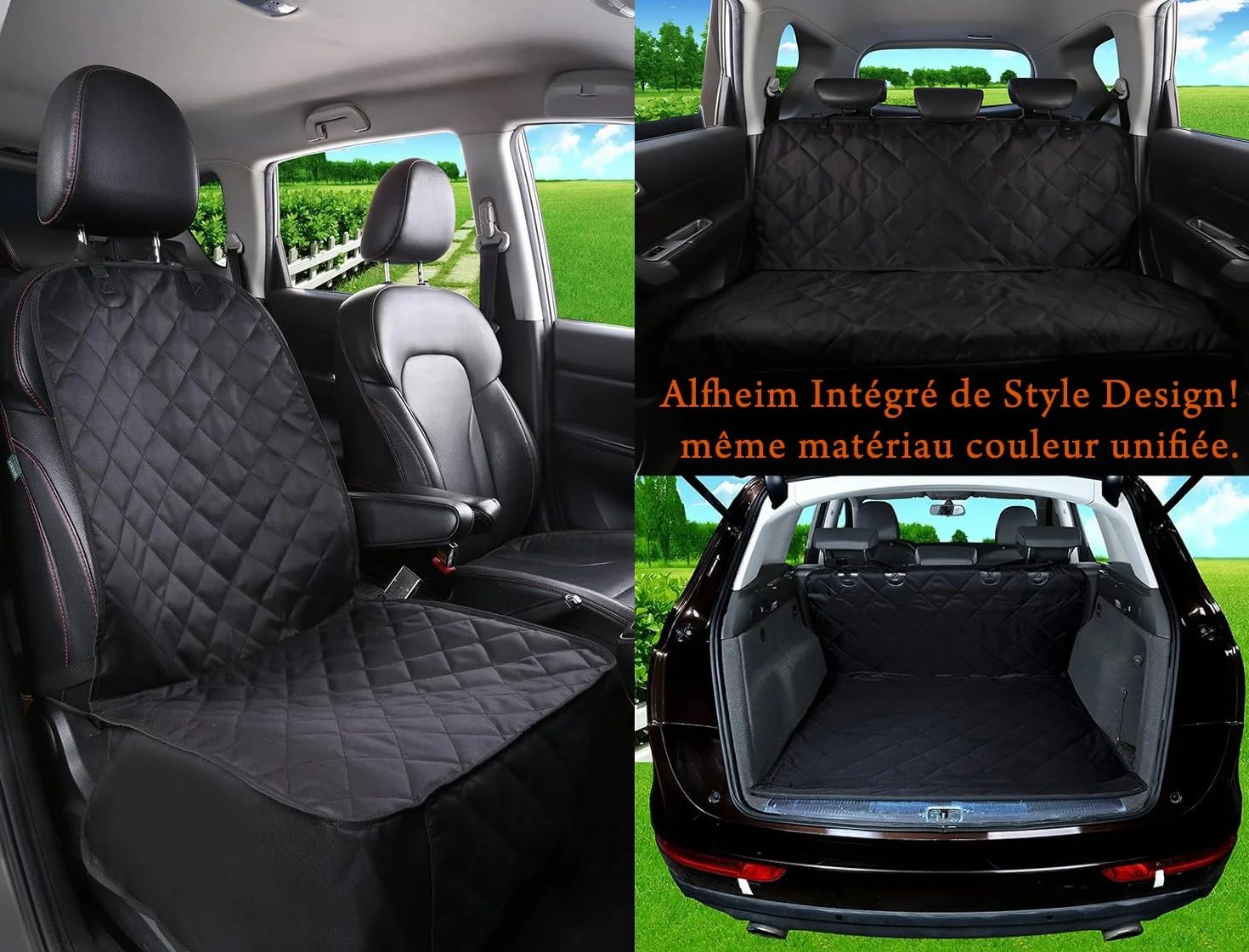 Alfheim Coussin Siège voiture anti usure pour Animaux De Compagnie/Chien, Ancrage Fixe De Caoutchouc Fond Anti-Dérapant Et ceinture De Sécurité, réglable (avant Et séparé Unique Utilisation)