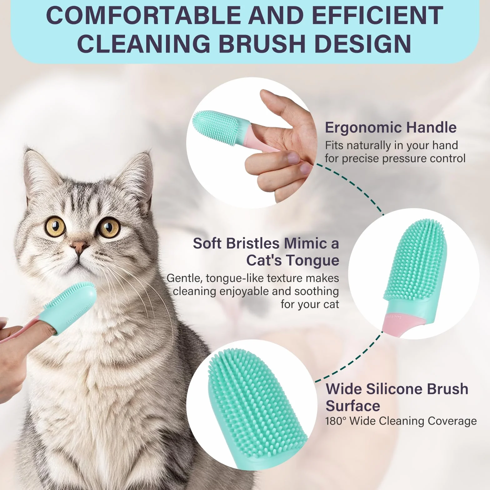 Nettoyant de Menton pour Chat Anti-acné 65 ML avec Brosse et Lingettes