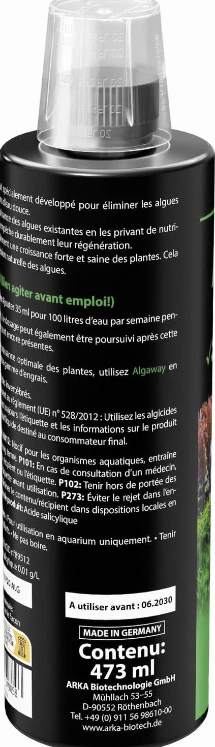 ARKA Algaway Éliminateur d’algues Aquarium 473 ML – sans cuivre Compatible Plantes – Eau Douce