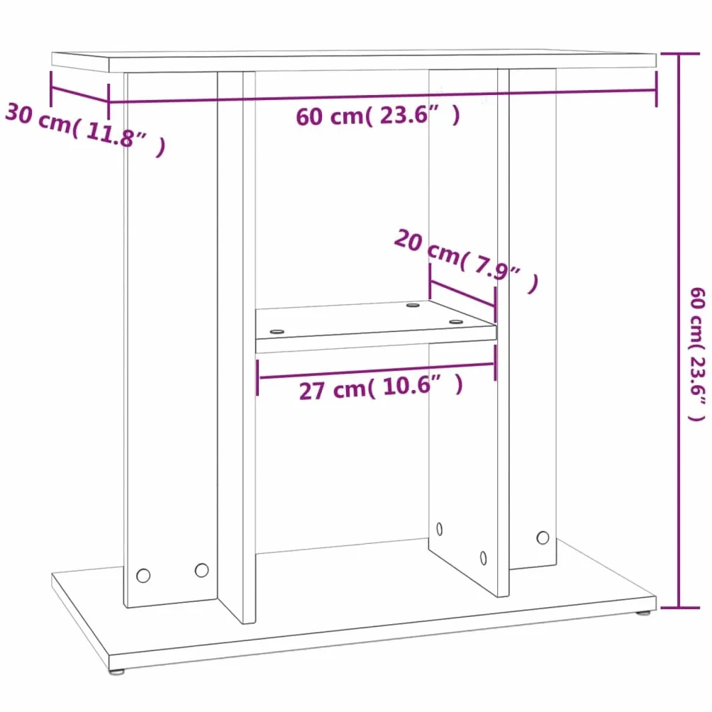 Support d'aquarium Chêne fumé 60x30x60 cm Bois d'ingénierie 3 Niveaux Meuble pour Aquarium