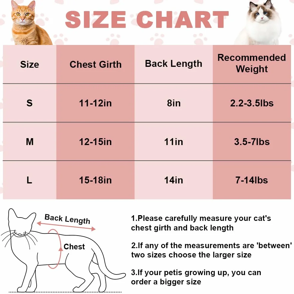 HOTUT Body Chat Post-Opératoire Stérilisation Anti-léchage pour Chats, Alternative Collier Cône Récupération Chirurgie