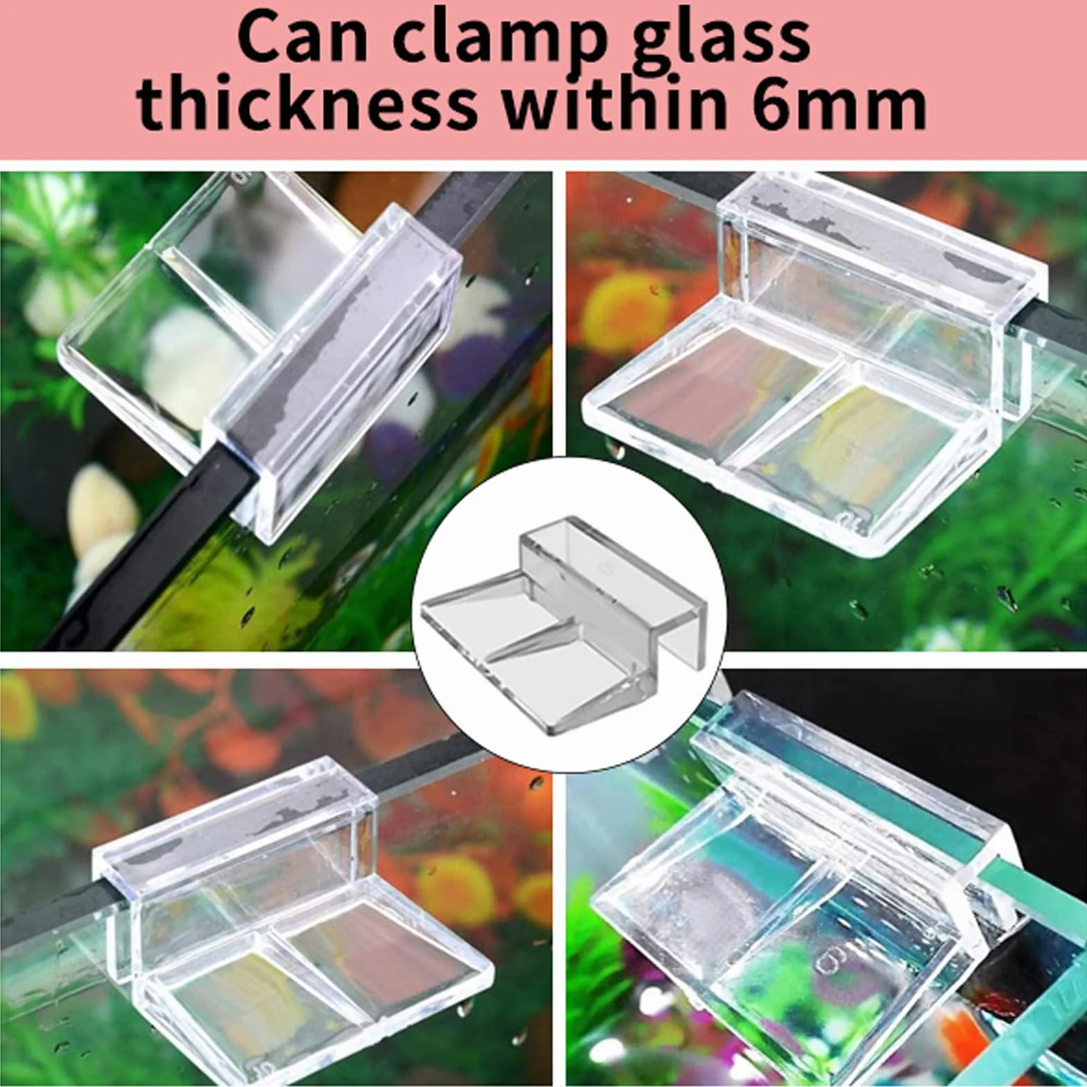 Clips de Protection en Verre pour Aquarium 6mm, Support d'Aquarium Acrylique, 6 Pièces