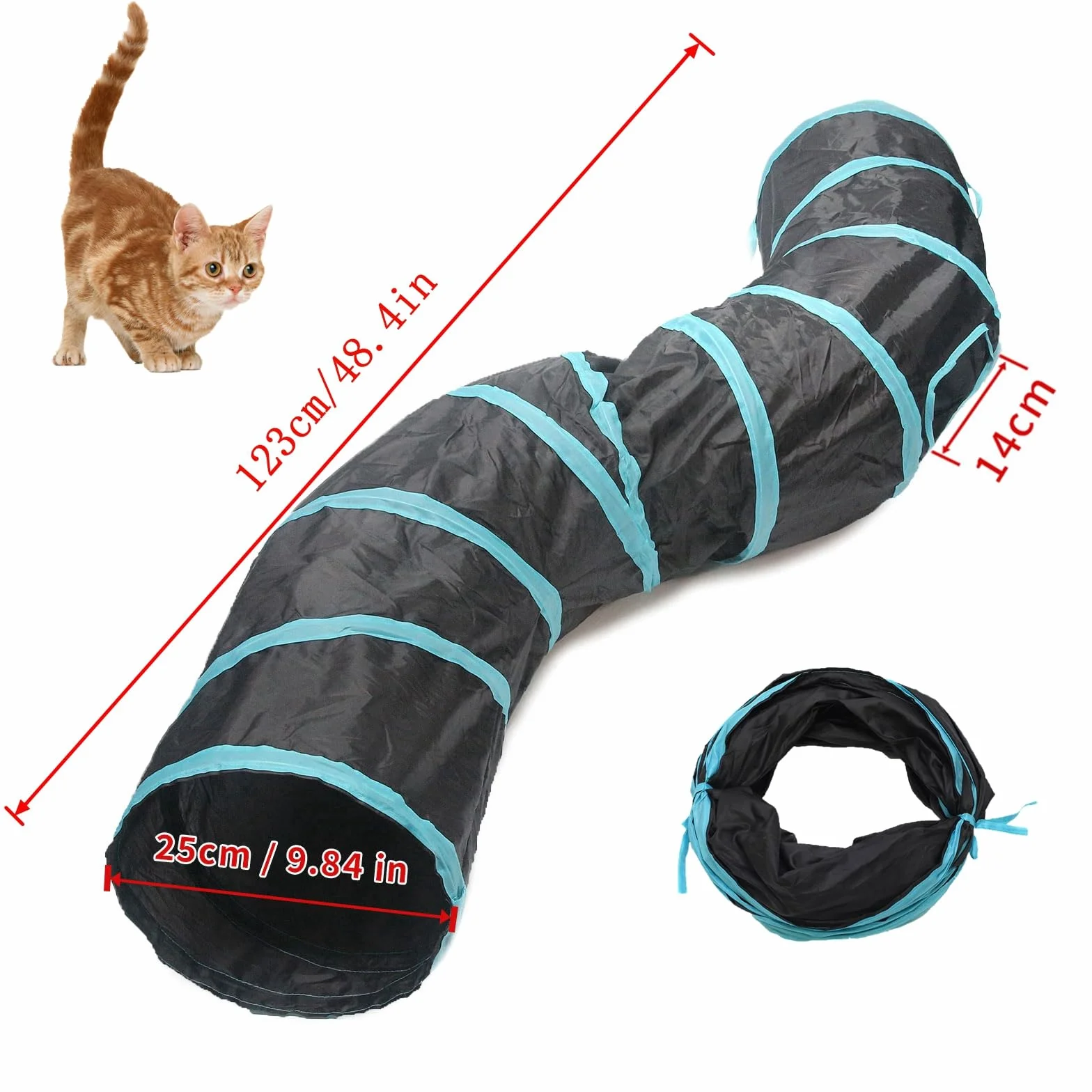 Tunnel pour Chat 2 Voies Tube de Tunnels Lapin Pliable Jouet Labyrinthe Interactif