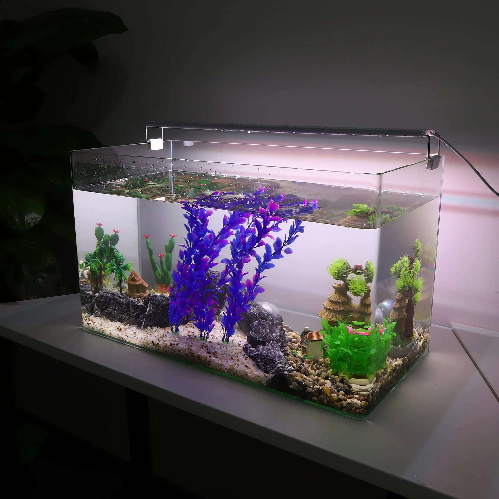 VOCOSTE Aquarium Plastique Plantes Artificiel Aquatique Poisson Réservoir Décoration Violet 3