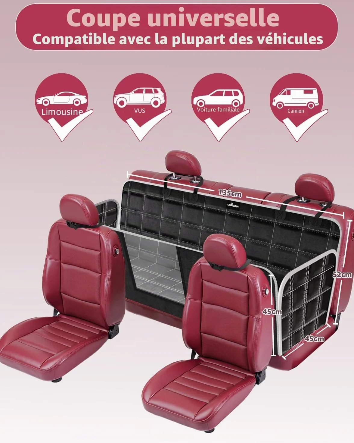 Protection Voiture Chien Siege Arriere Imperméable Antidérapante Housse Voiture Chien avec Fenêtre en Filet Protege Siege Voiture Chien, Convient à la Plupart des Voitures SUV et Camions