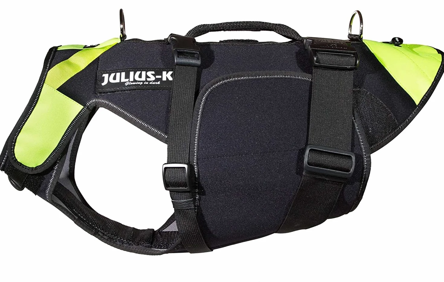 JULIUS K-9 16SWM-IDC-L Harnais-Gilet de Sauvetage IDC 3 en 1 pour Chiens Taille L Néon