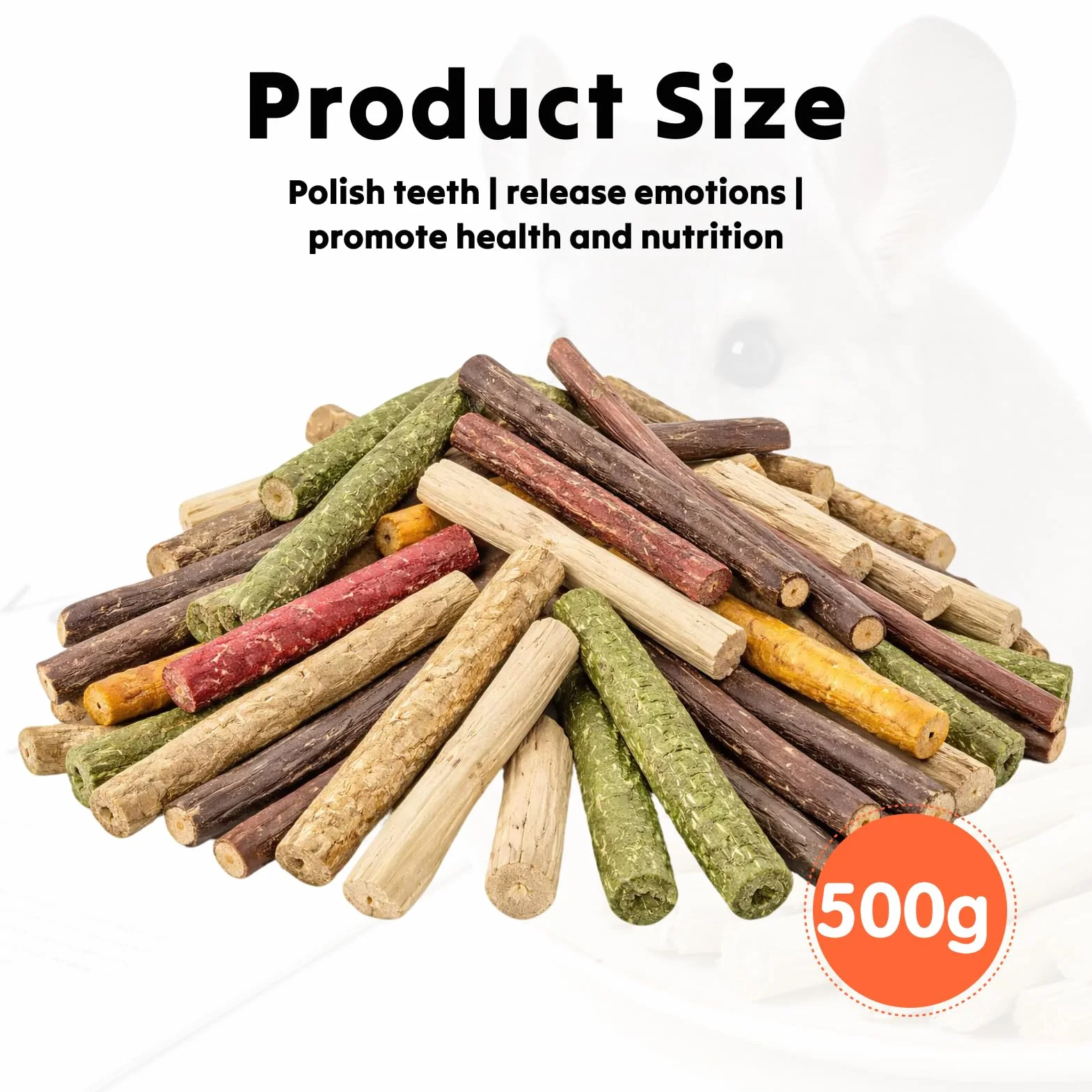 Baton de Pommier Foin Timothy Bambou Lapin 500g Naturelle Bâton de Dentition pour Animaux