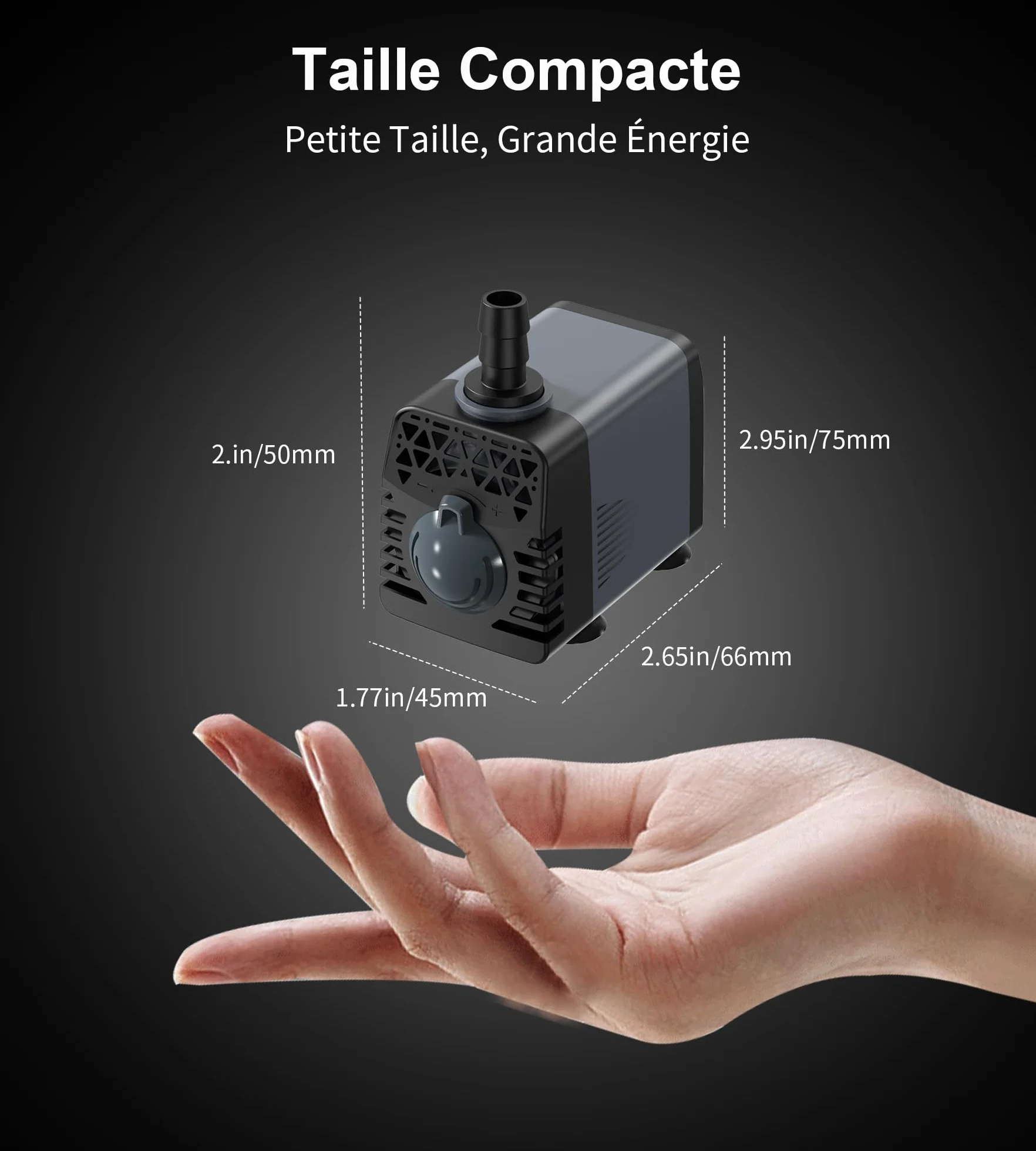 Ankway Pompe à Eau Submersible 10W 600 L/H Aquarium Ultra-Silencieux Ajustable Fontaine avec Câble 1,8 M 2 Buses