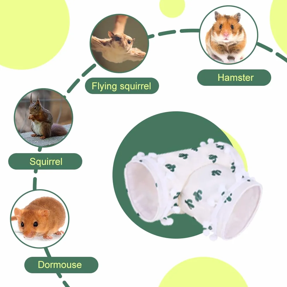Tunnel a 3 Voies pour Cobayes,Lavable et Pliable,idéal comme Cachette pour Lapins d'Inde,Chinchillas,Hamsters,Lapins,Furets,Rats et Autres Petits Animaux