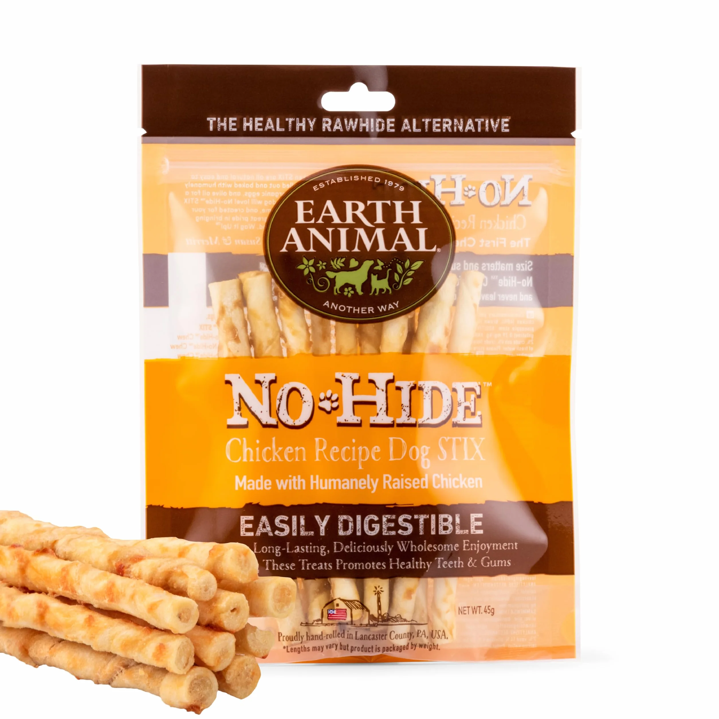 Earth Animal No Hide Chicken Dog Stix Lot de 10 Paquets 45 g
