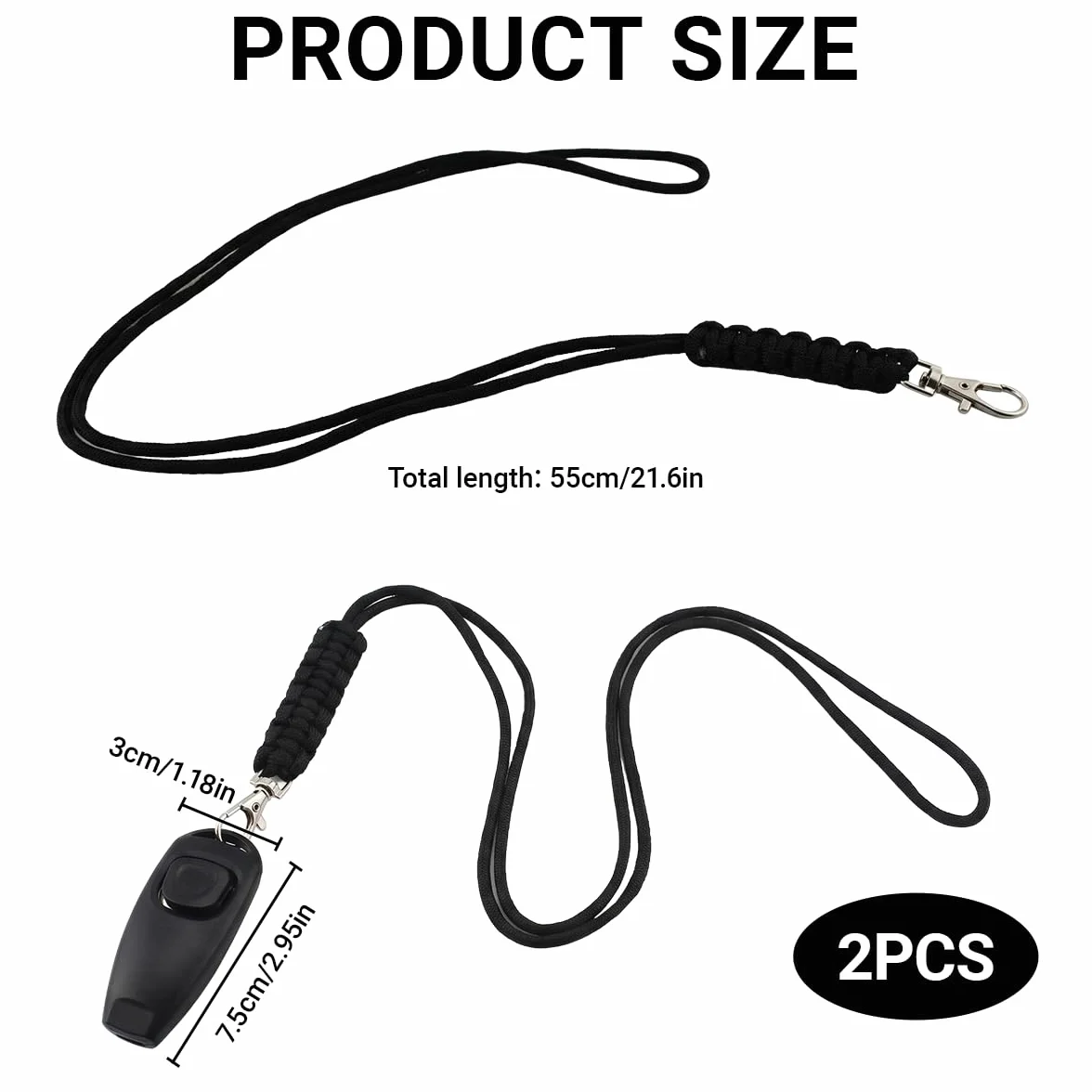 Set de formation 2 en 1 pour chiens avec sifflet et clicker, noir, bracelet de poignet, accessoire pour chiots et chats