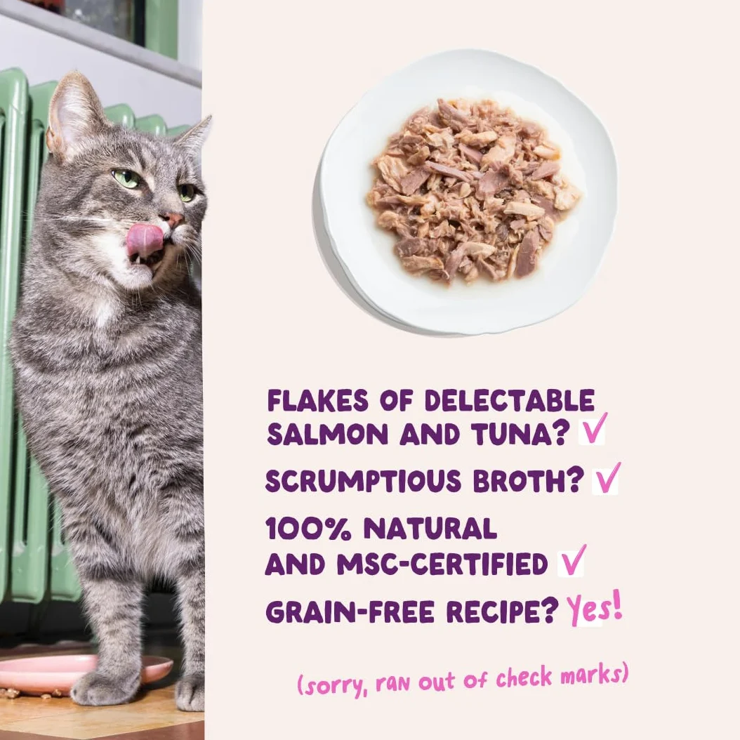 Edgard & Cooper Nourriture Humide pour Chats, Filets dans Leur Bouillon Saumon et Thon, 24 x 70g, sans Céréales, Ingrédients Naturels, pour Chats Stérilisés, Poisson MSC, sans Sucres Ajoutés