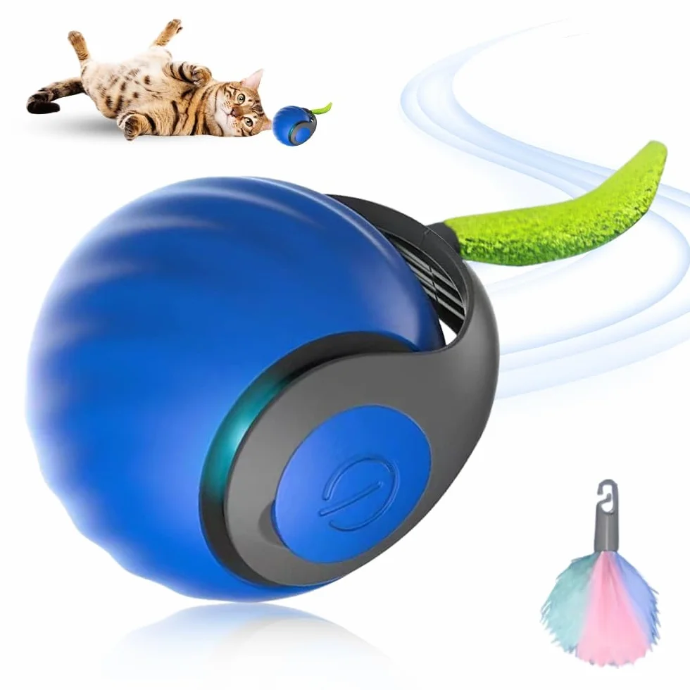 Catnat 2026 Jouet Interactif Speedy Tail pour Chat avec Queue en Peluche (Bleu)
