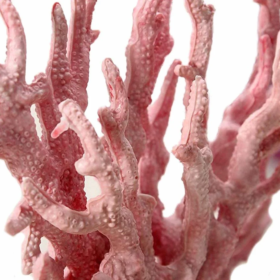 Branche de Corail en Résine Rose 17x13cm Décoration Aquarium