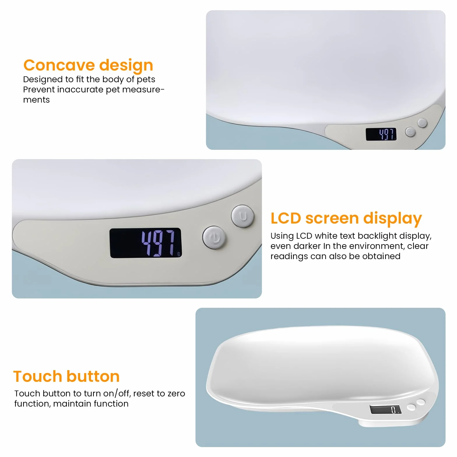 Balance numérique pour petits animaux WIYETY, balance de compagnie avec écran LCD et 4 modes de pesée kg/oz/lb/ml