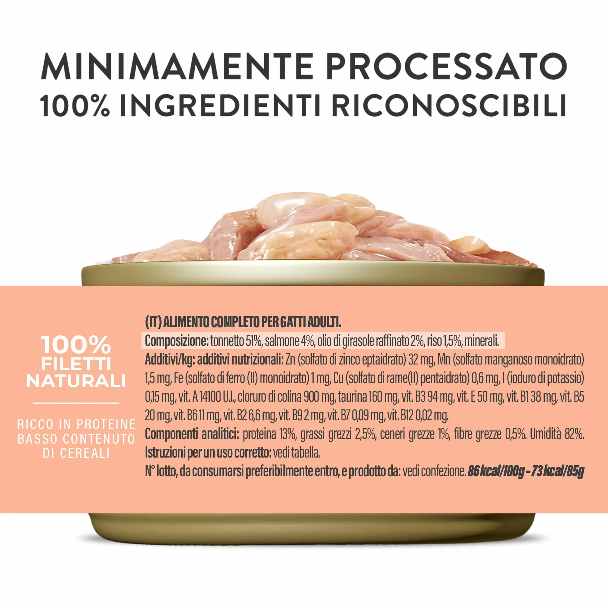 Schesir, Thon avec Saumon en gelée, Nourriture Humide complète pour Chats, en Conserve, avec des vitamines supplémentaires, 100% Naturel, 6 x 85 g