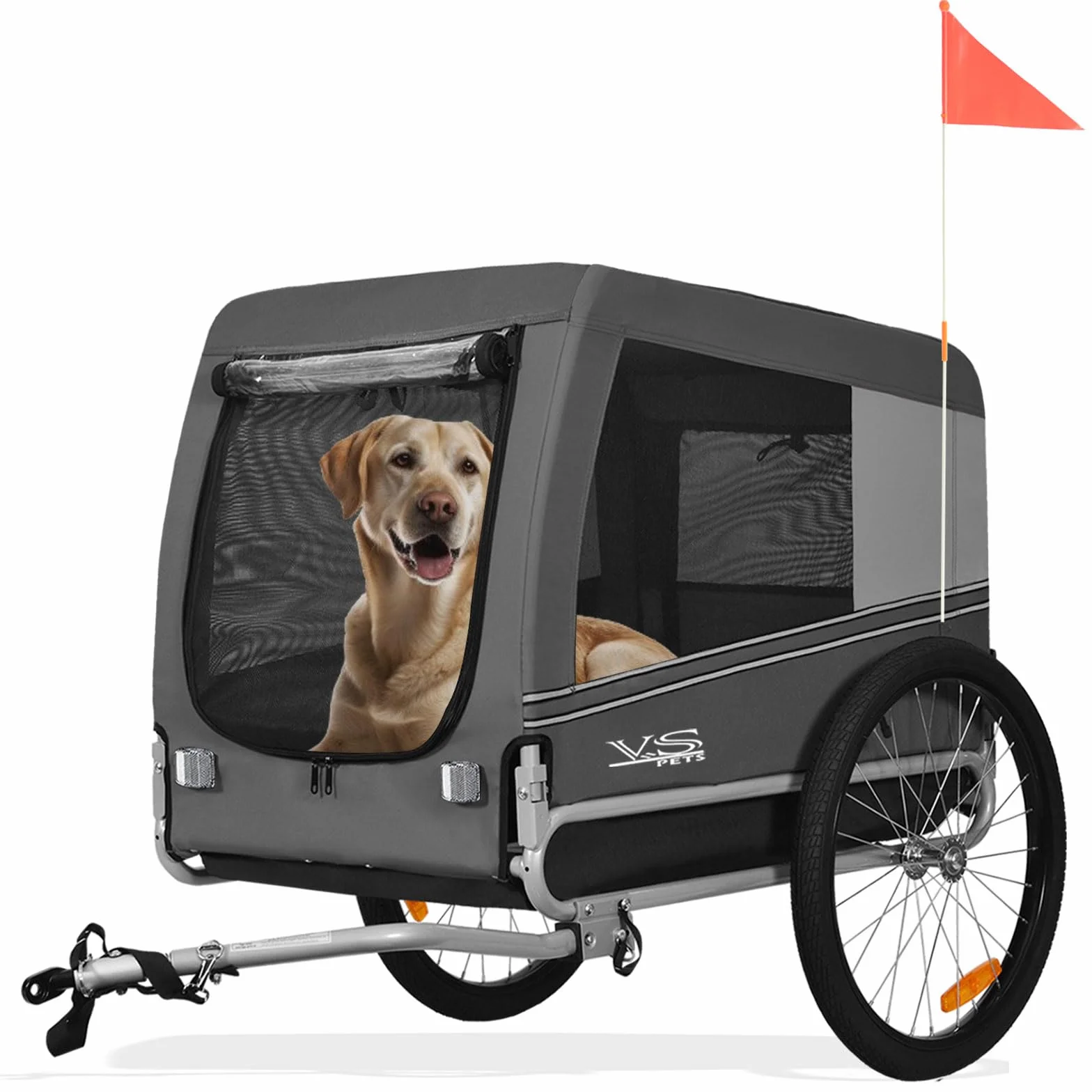 Tiggo VS Pets L Remorque de vélo pour chien - Volume : environ 270 l - Pour chiens de taille moyenne et grande jusqu'à 35 kg - Pliable