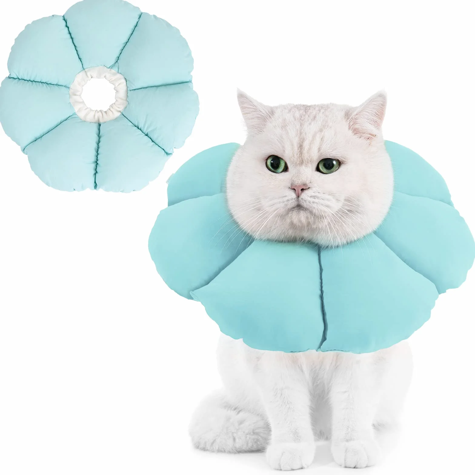 Avont Collerette Récupération Protection Lavable pour Chat et Chien, Collier Élisabéthain Post-Opératoire Bleu (S)