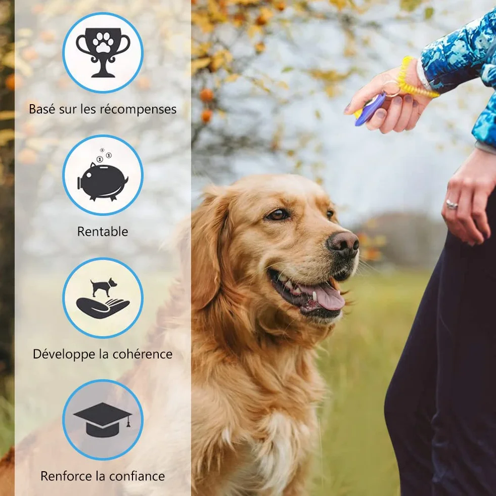 Clickers pour Chien,Clicker Training,Clicker Professionnel pour Doigt avec Bracelet Spirale,Entraînement Dressage pour Chiens Chats,Dressage pour Chien d'entraînement,Training Bouton Cliqueur,2PCS