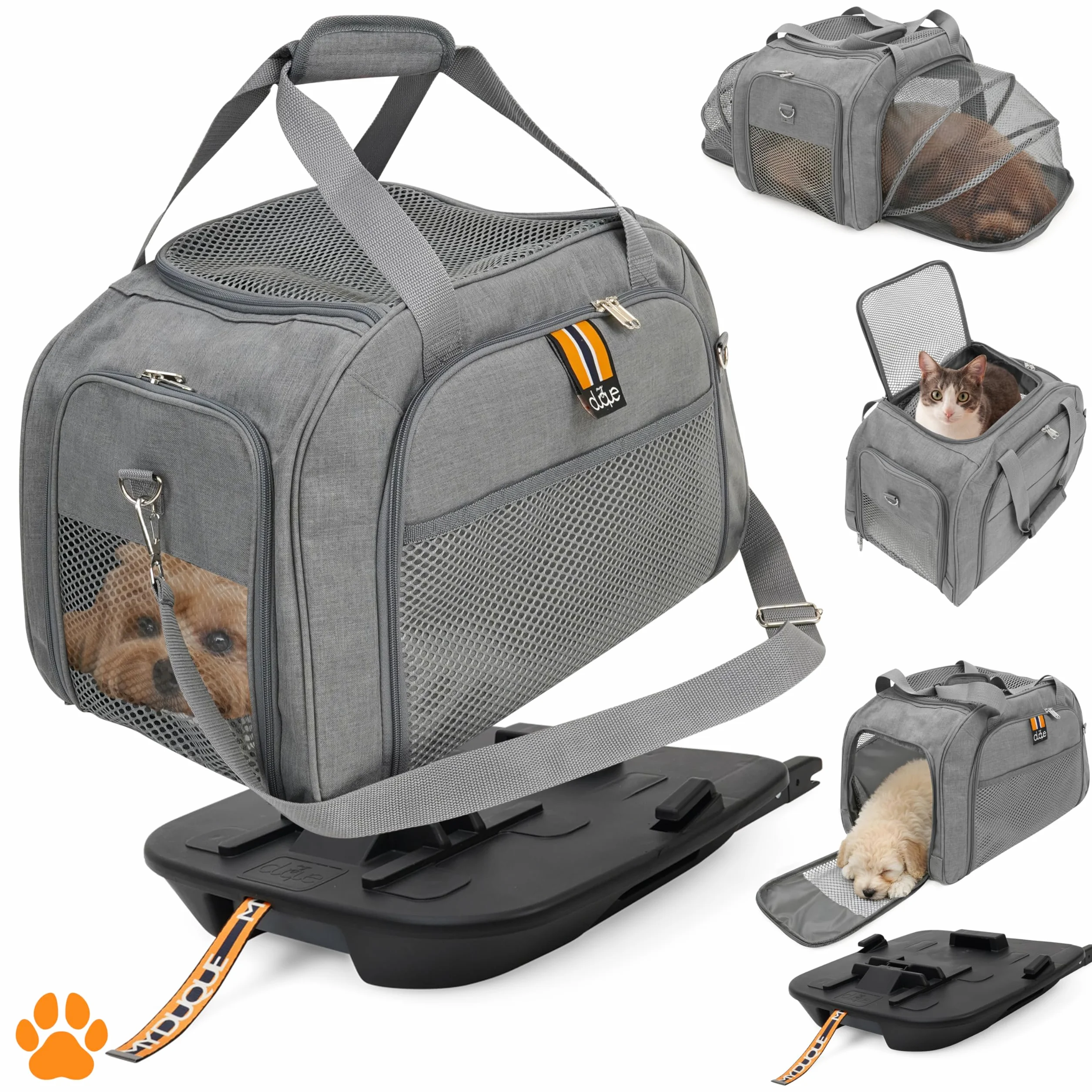 Car-GO Cage de Transport pour Chien et Chat avec Base ISOFIX, Côtés Extensibles, Gris