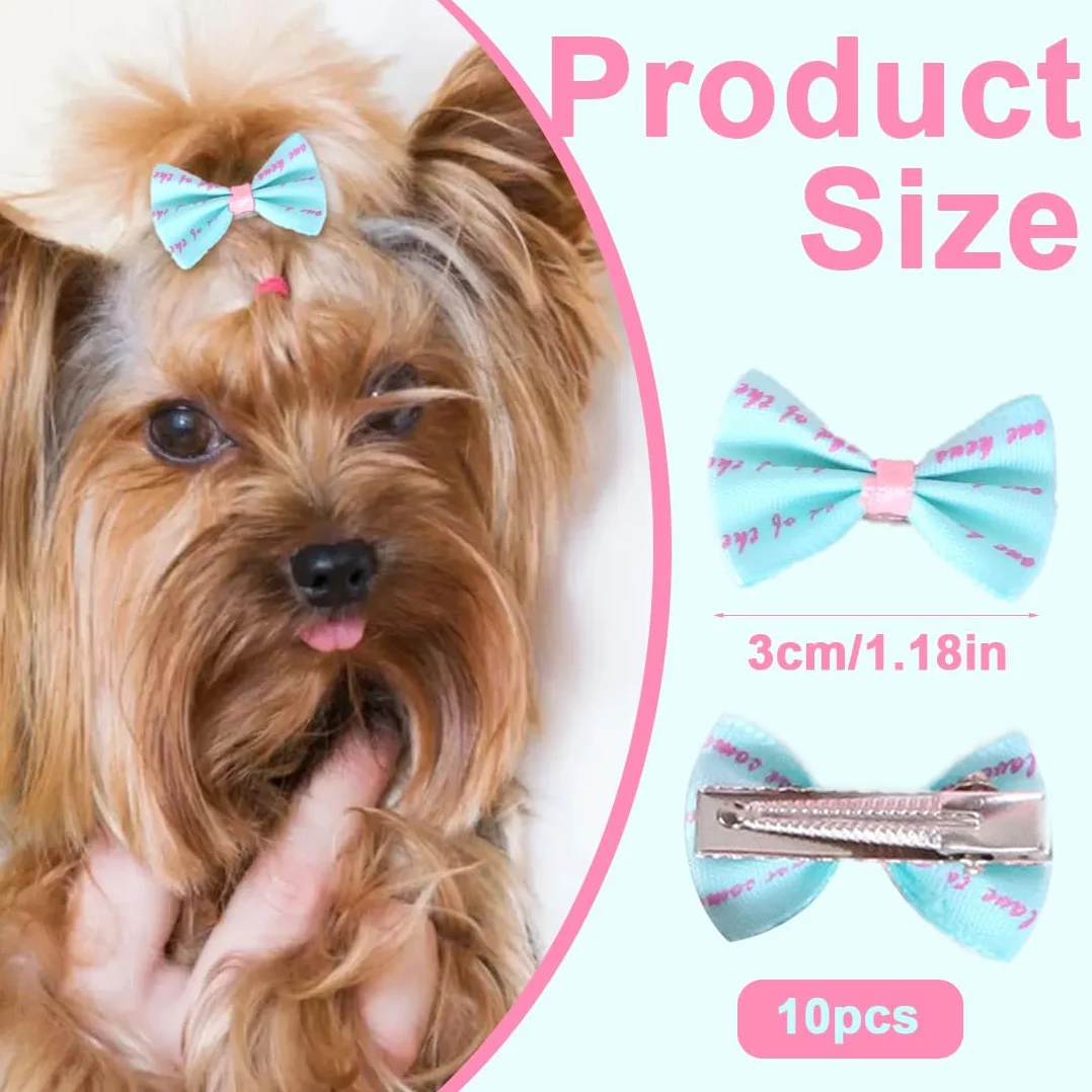 Set de 10 Noeuds à Cheveux pour Chien avec Clips, Barrettes et Accessoires de Toilettage