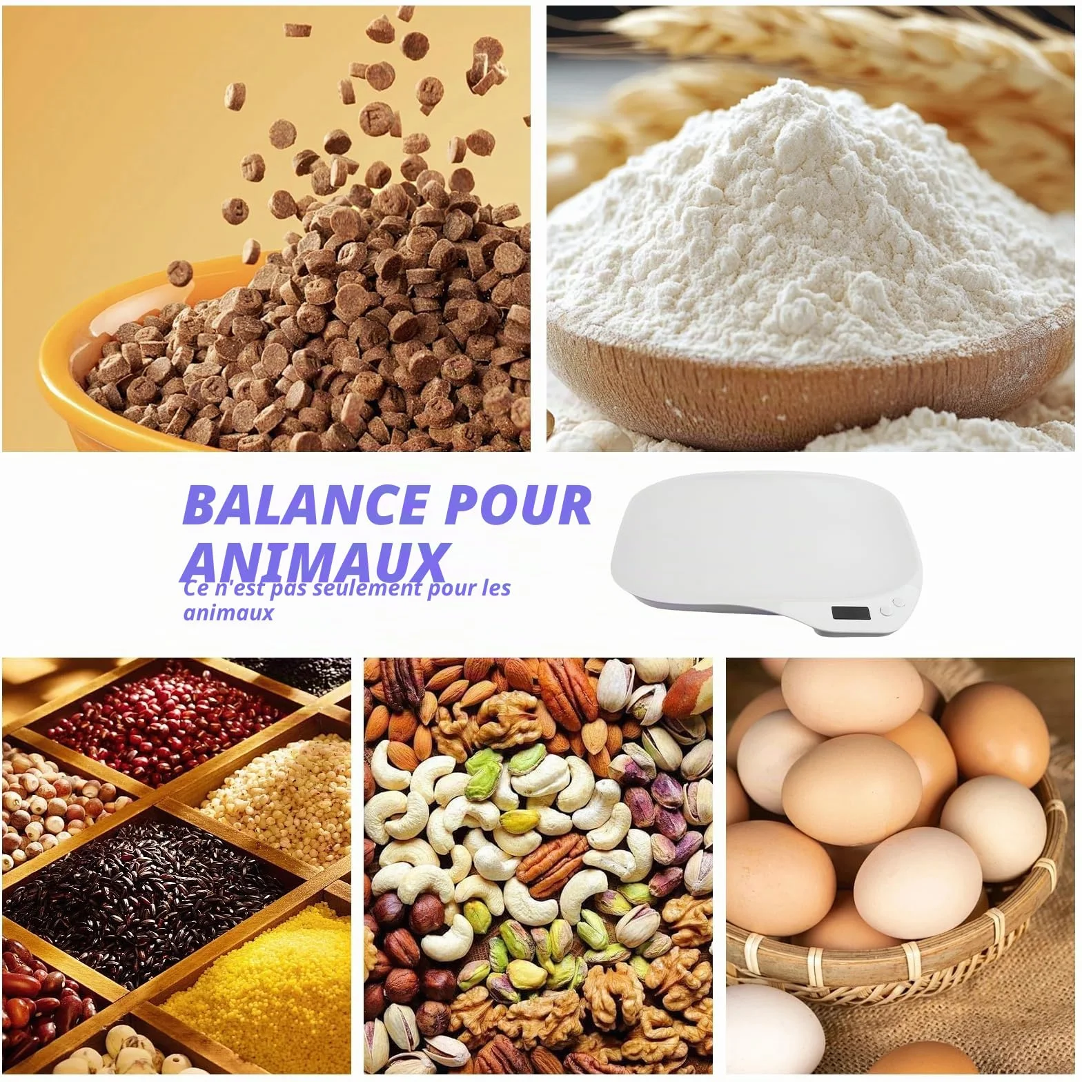 Balance numérique pour animaux de compagnie 15 kg (± 1 g) LCD 4 modes kg/oz/lb/ml 36 x 26 cm