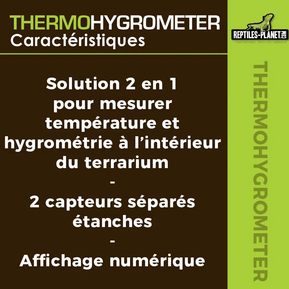Reptiles Planet - Small Thermohygrometer - Thermomètre et Hygromètre Digital pour Terrarium