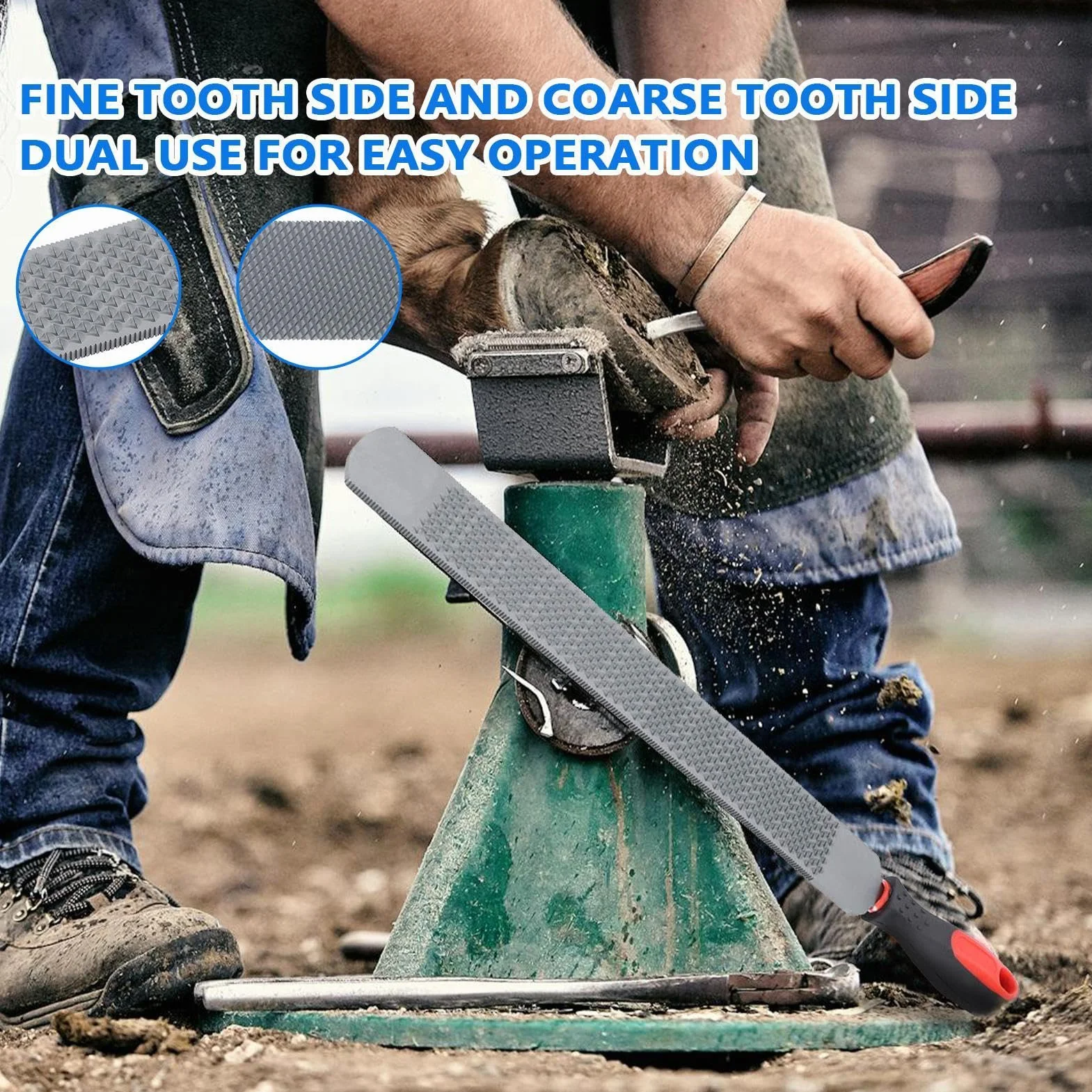 Râpe – Outil de Coupe de Sabots | Râpe Farrier – Farrier – Répartition des Sabots Double Face du Cheval – Outil de Coupe Ergonomique – pour chèvre, Vache, âne, Cochon, Sabots d'animaux, Animal