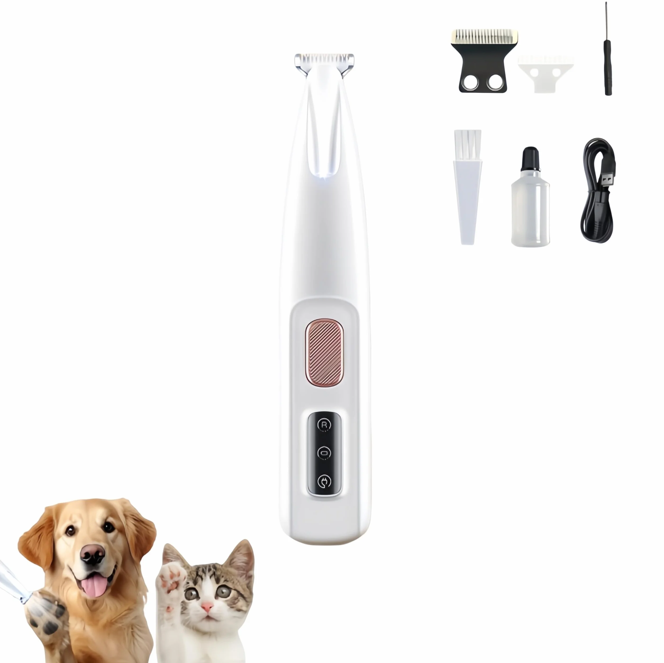Tondeuse De Toilettage GrosMatou pour Chat Silencieuse avec Lumière LED Étanche