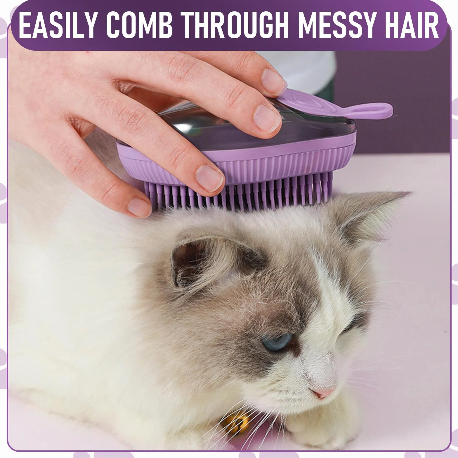 Brosse de Bain en Silicone pour Animaux de Compagnie avec Réservoir et Distributeur d'Eau et Shampoing
