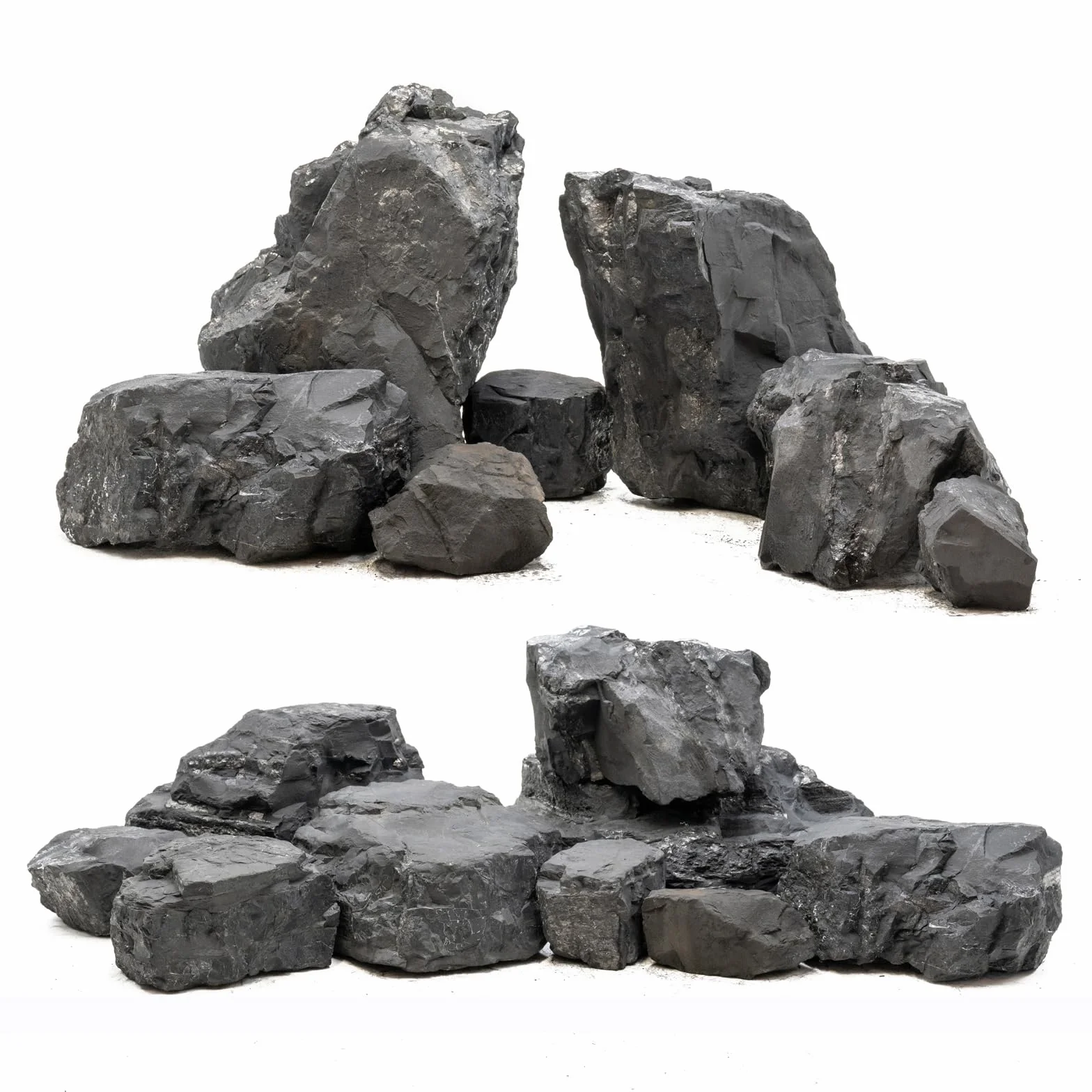 Unocho Roches d'Aquarium 4,5kg Pierres Noires Naturelles pour Aquarium et Aquascaping (7pcs, 7–17 cm)