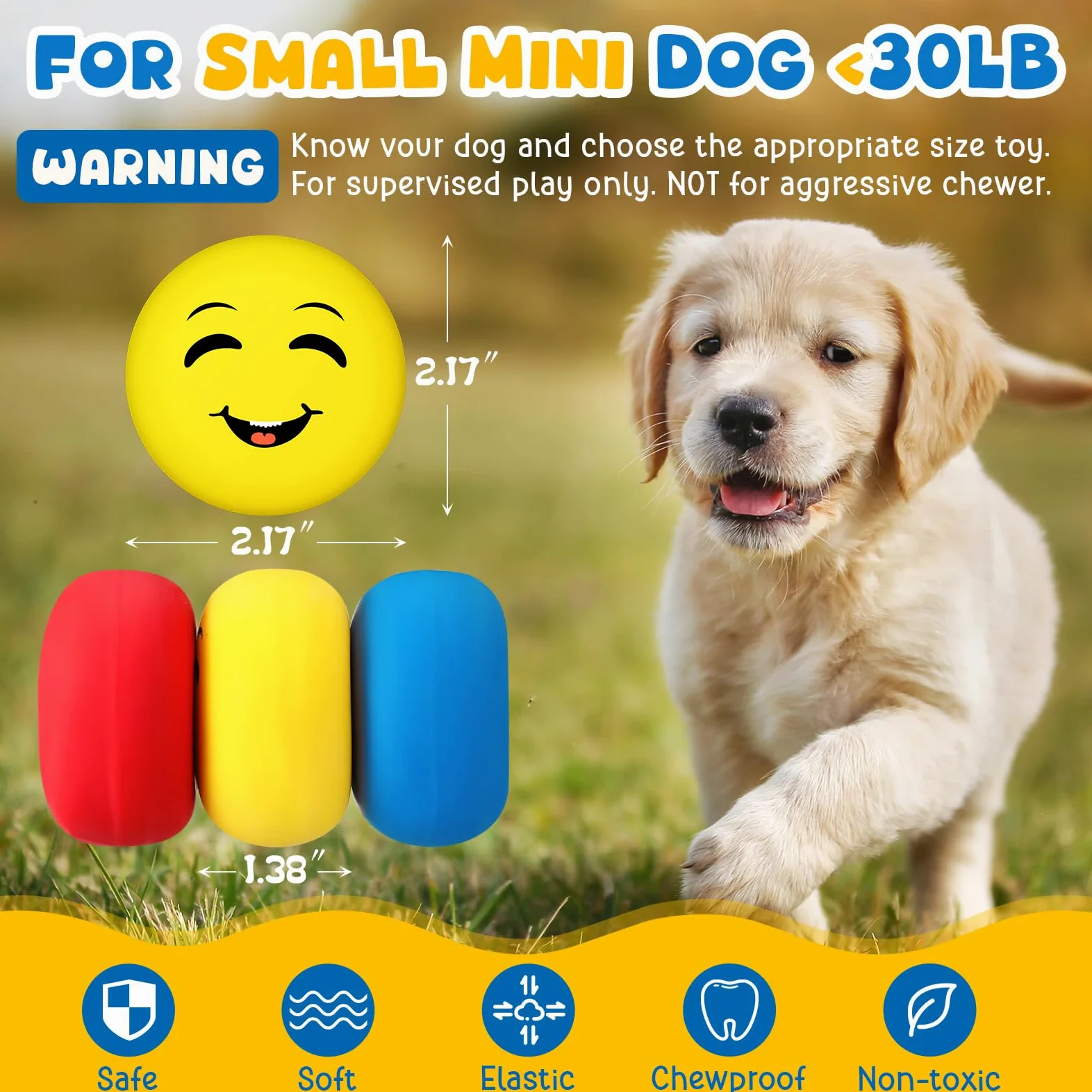 Hungdao Lot de 40 jouets couineurs interactifs pour chiens de petite taille en caoutchouc latex souple avec visage amusant pour dressage de chiens de petite taille