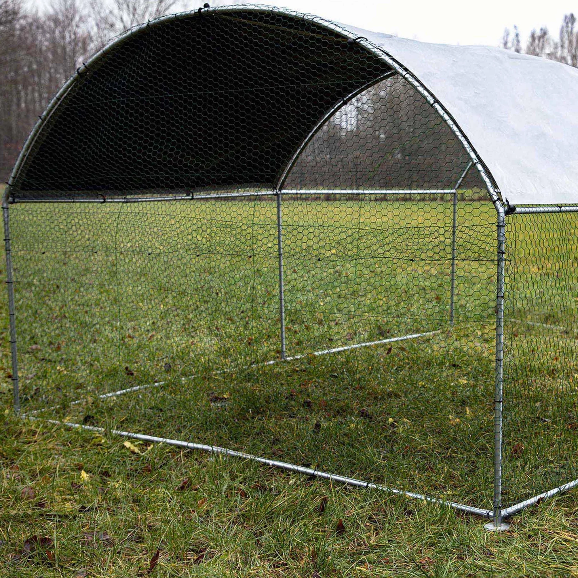 Parc enclos XXL pour Petits Animaux 4 x 3 x 2 m Acier Clôture verrouillable Toit grillagé Bâche