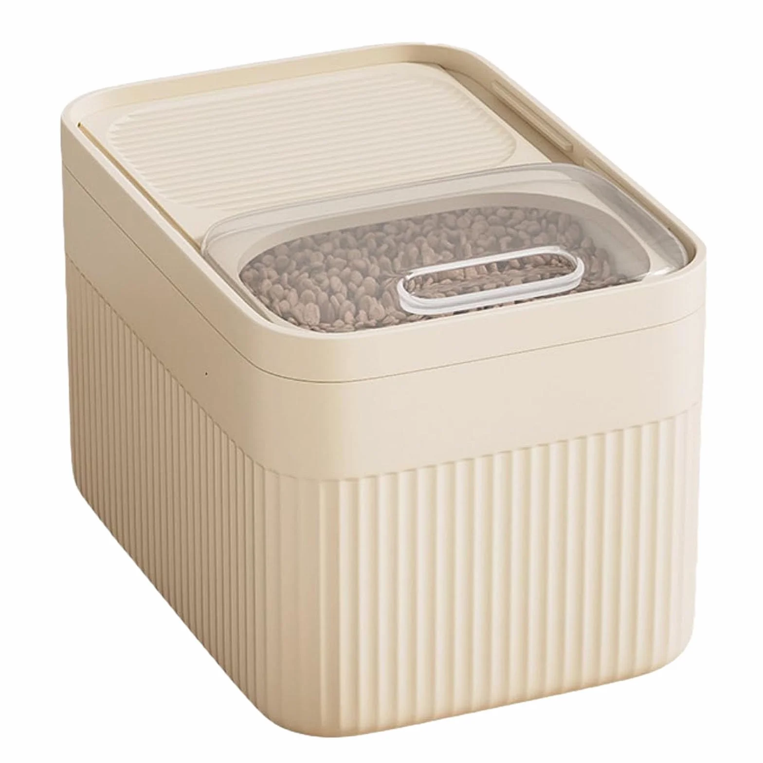 Générique Conteneur Croquettes Chien Chats 4Kg Rangement Hermétique Anti-Odeurs 24x17x18cm Blanc